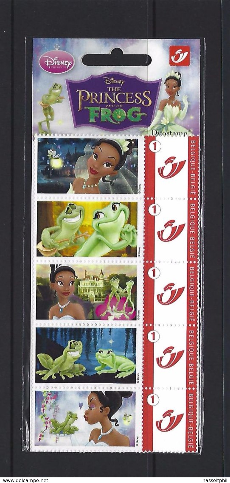 BELGIQUE - BELGIE Mijn Zegel DUOSTAMP  -  Strook Van 5 Postzegels DISNEY Princess And The Frog Geseald - Autres & Non Classés