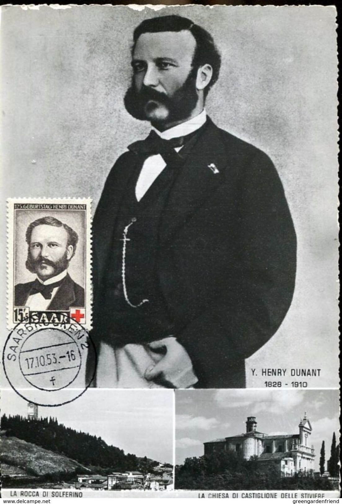 28314 Saar, Maximum 1953  Henry Dunant, Red Cross  Rotes Kreuz Croix Rouge, - Henry Dunant