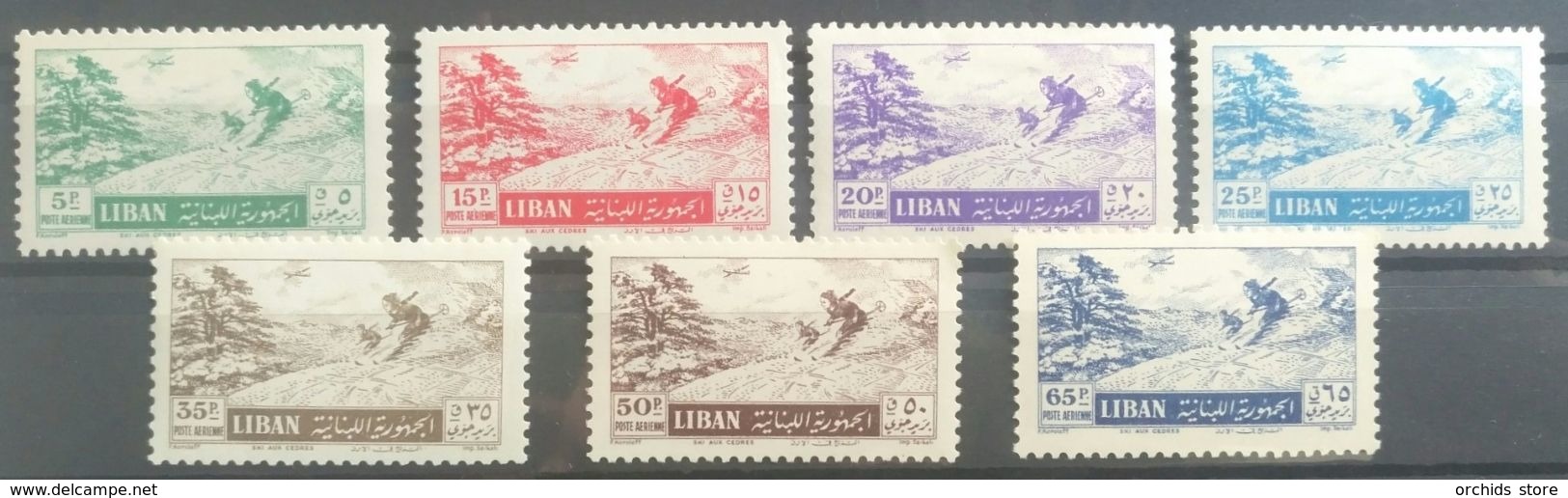 E11RM Lebanon 1955 Mi. 529-539 Complete Set 7v. - Skiers, Cedars - MNH/MLH - Cv 44 EUR - Lebanon