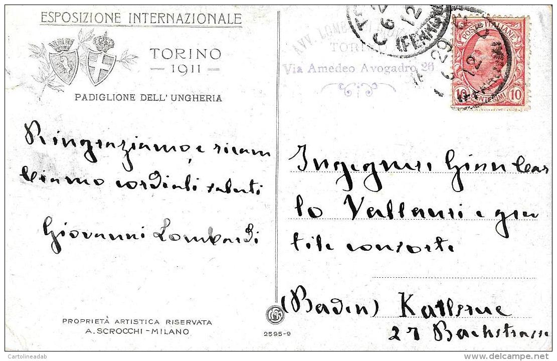 [DC9211] CPA - ESPOSIZIONE INTERNAZIONALE TORINO 1911 - PADIGLIONE DELL'UNGHERIA - Viaggiata 1912 - Old Postcard - Esposizioni