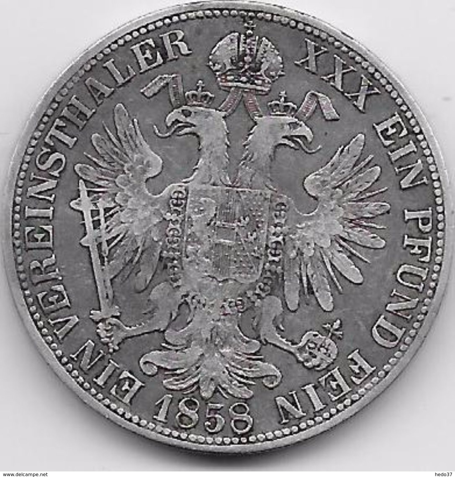 Autriche - Thaler - 1858 A - Argent - Autriche