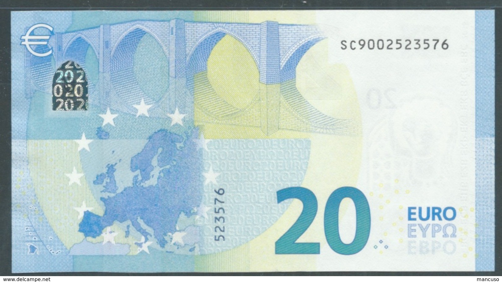 RARE - € 20 SERIE EUROPA ITALIA SC DRAGHI S001 UNC - 20 Euro