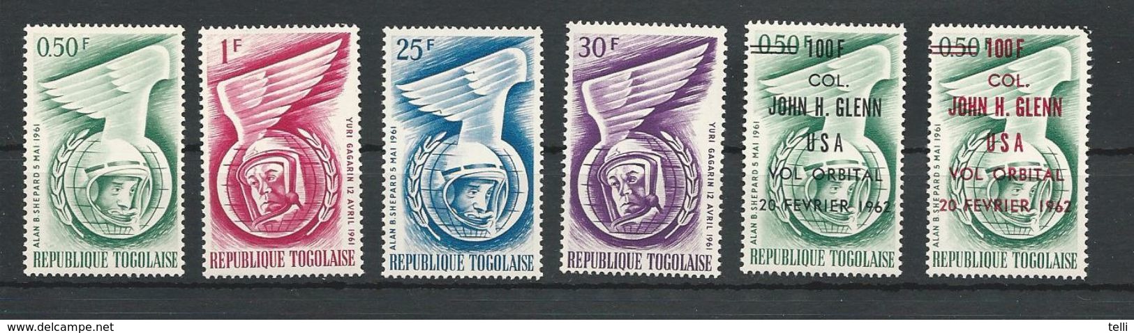 TOGO Scott 417-420, 421 Surcharge Noire Et Rouge Yvert  350-353, 354** N Et R (6) *LH Et ** Cote 5$ 1962 - Togo (1960-...)