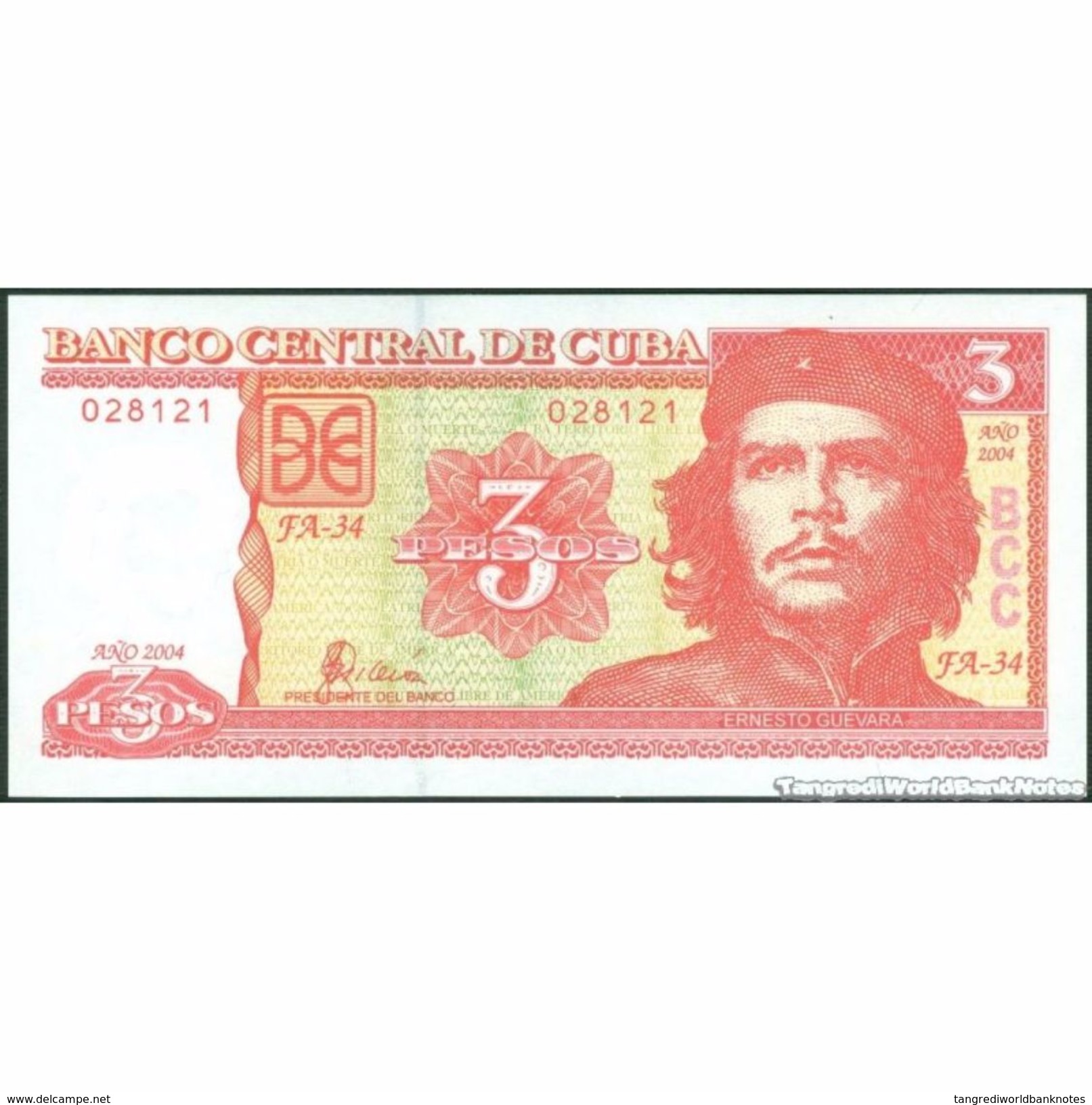 TWN - CUBA 127a - 3 Pesos 2004 Serie FA-34 UNC - Cuba