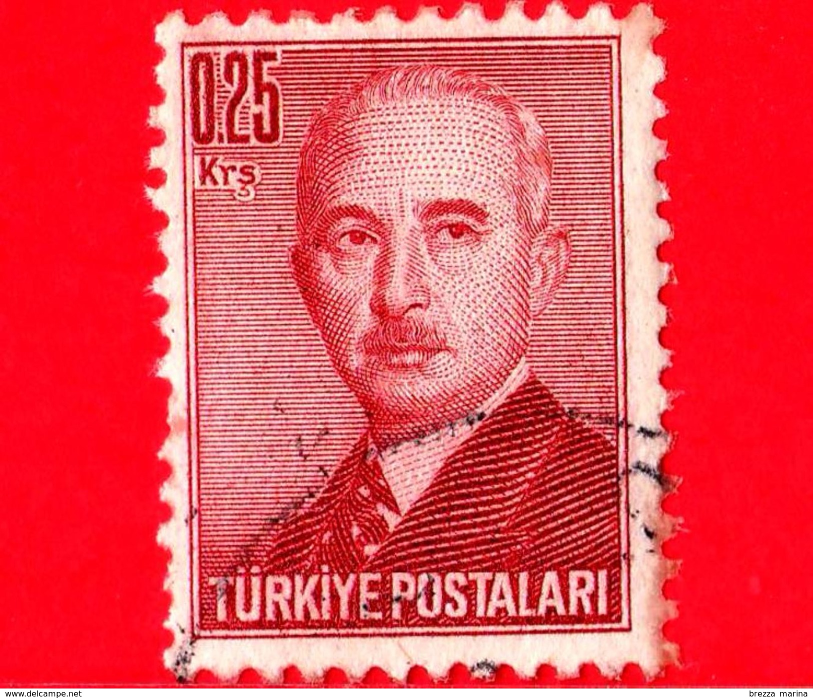 TURCHIA - Usato - 1948 - Ismet Inonu, Presidente - 0.25 - Gebruikt