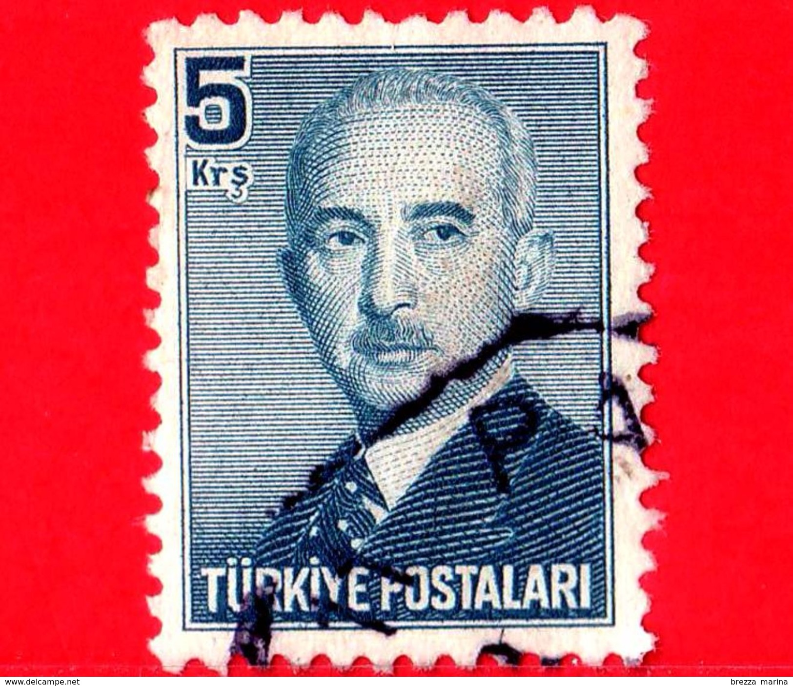 TURCHIA - Usato - 1948 - Ismet Inonu, Presidente - 5 - Oblitérés