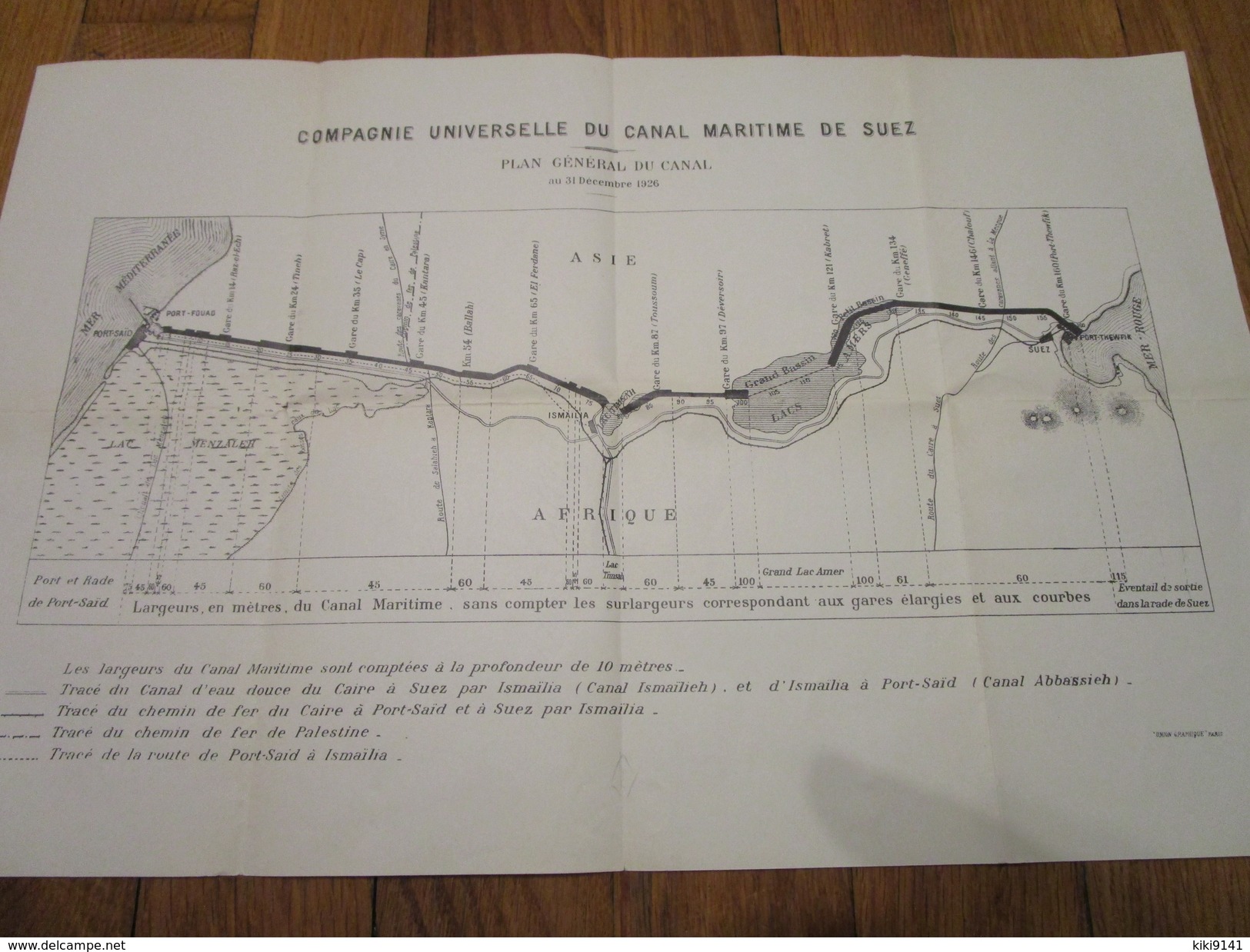 COMPAGNIE UNIVERSELLE DU CANAL MARITIME DE SUEZ - Plan Général Du Canal Au 31 Décembre 1926 - Cartes Marines