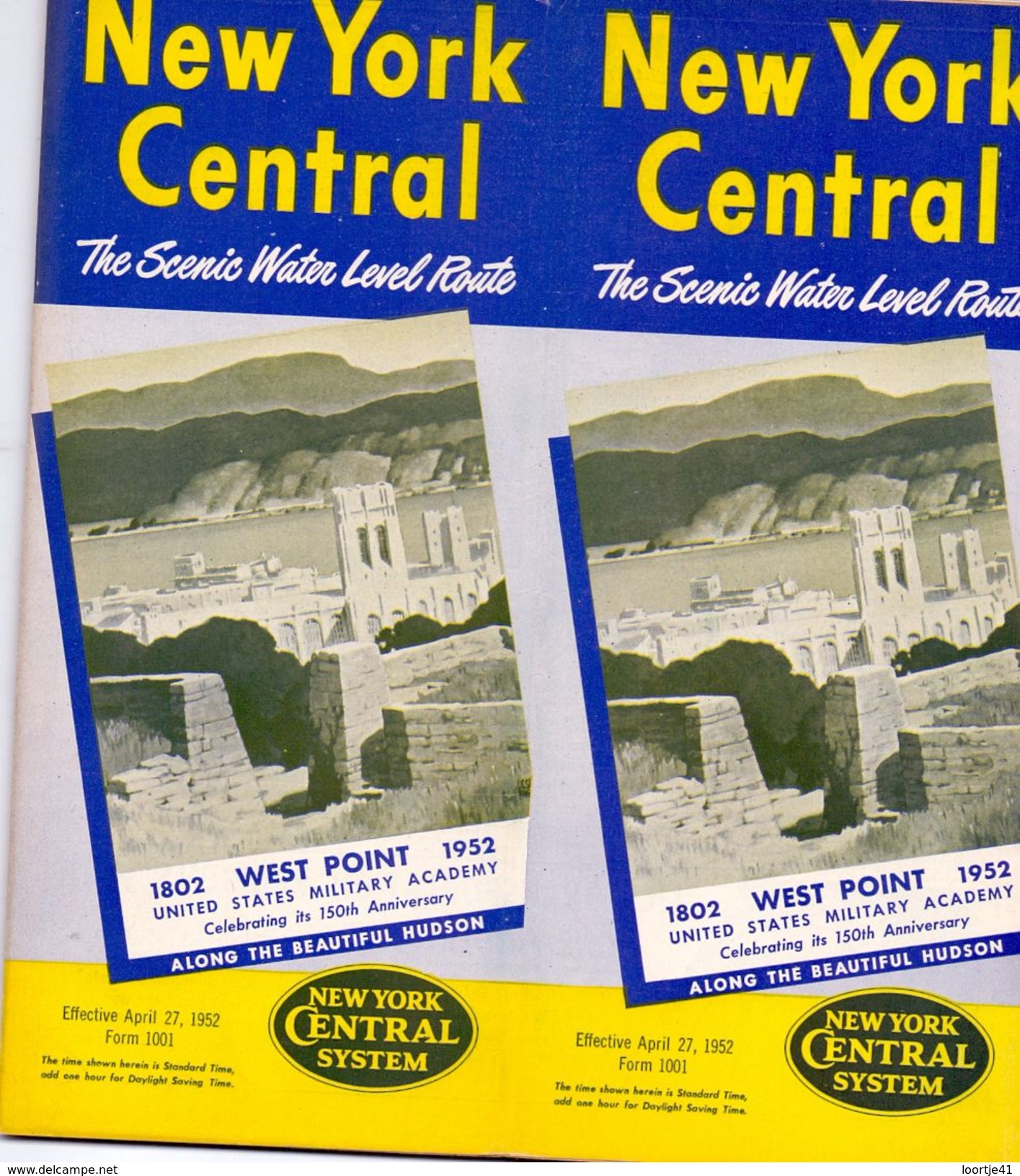 Tourisme - Timetables Schedules Dienstregeling  - Trains Treinen New York Central System - West Point 1952 - Monde