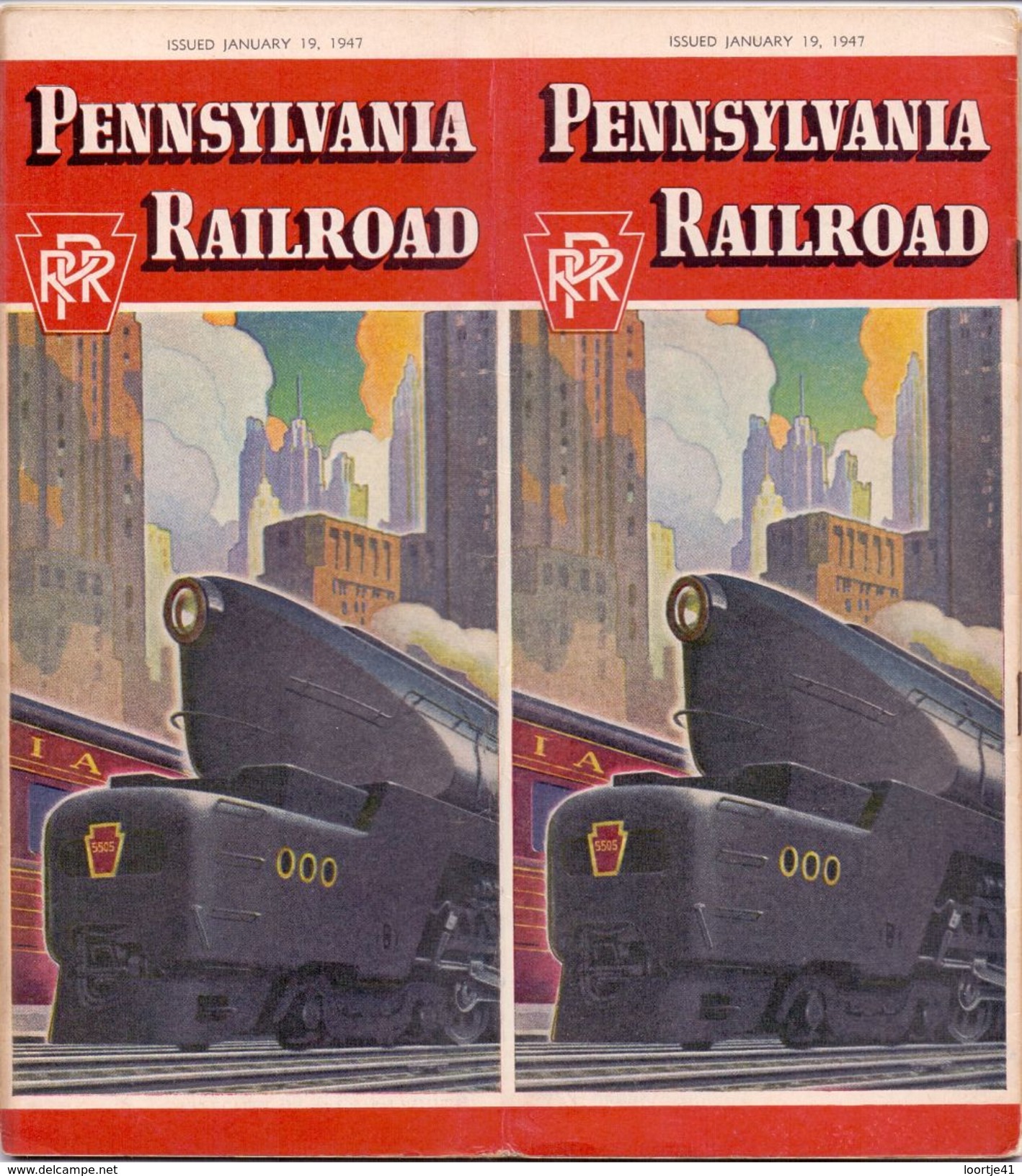 Tourisme - Timetables Schedules Dienstregeling  - Trains Treinen Pennsylvania Railroad 1947 - Mondo