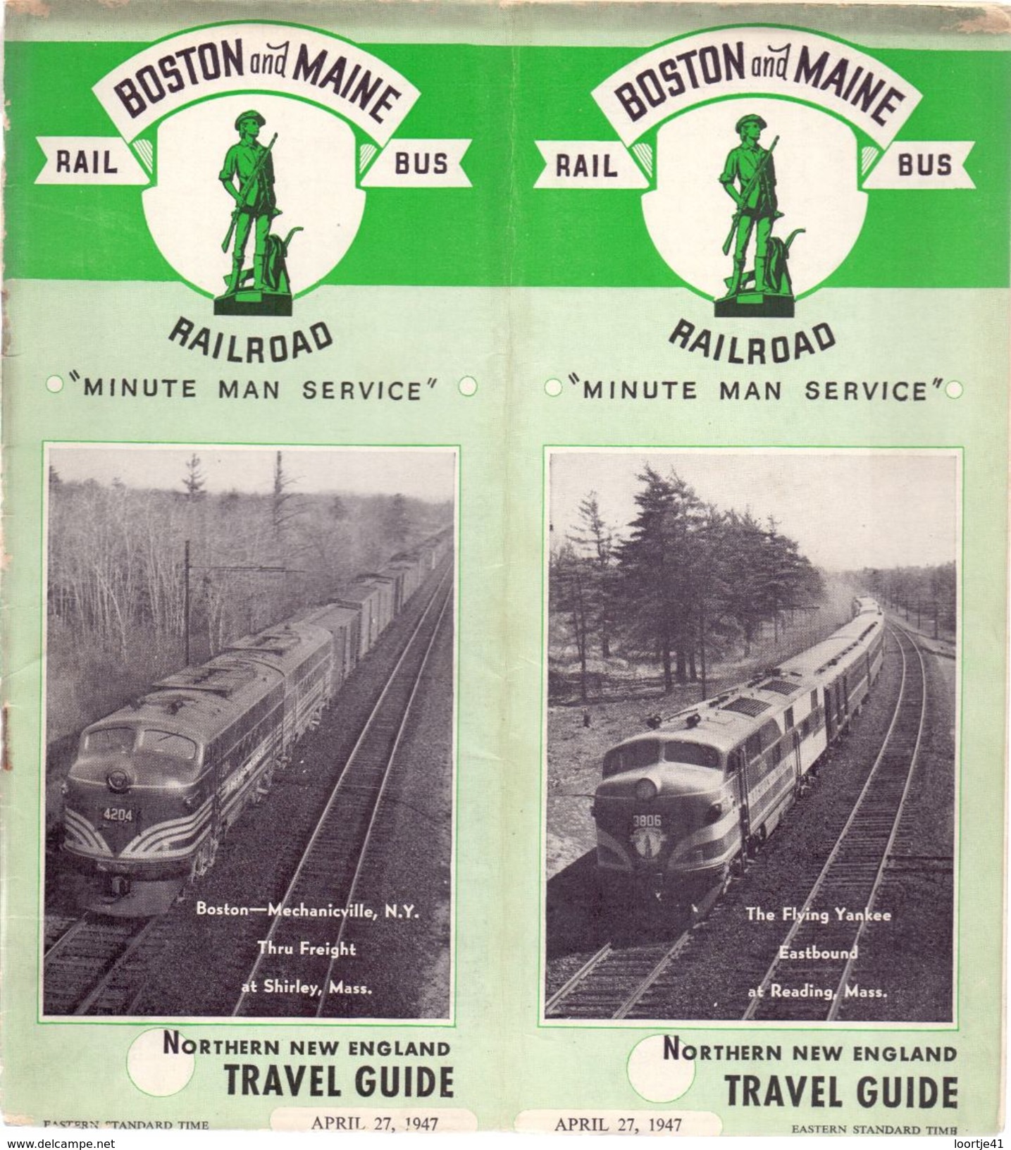 Tourisme - Timetables Schedules Dienstregeling  - Trains Treinen Boston & Maine Railroad - Bus - 1947 - World