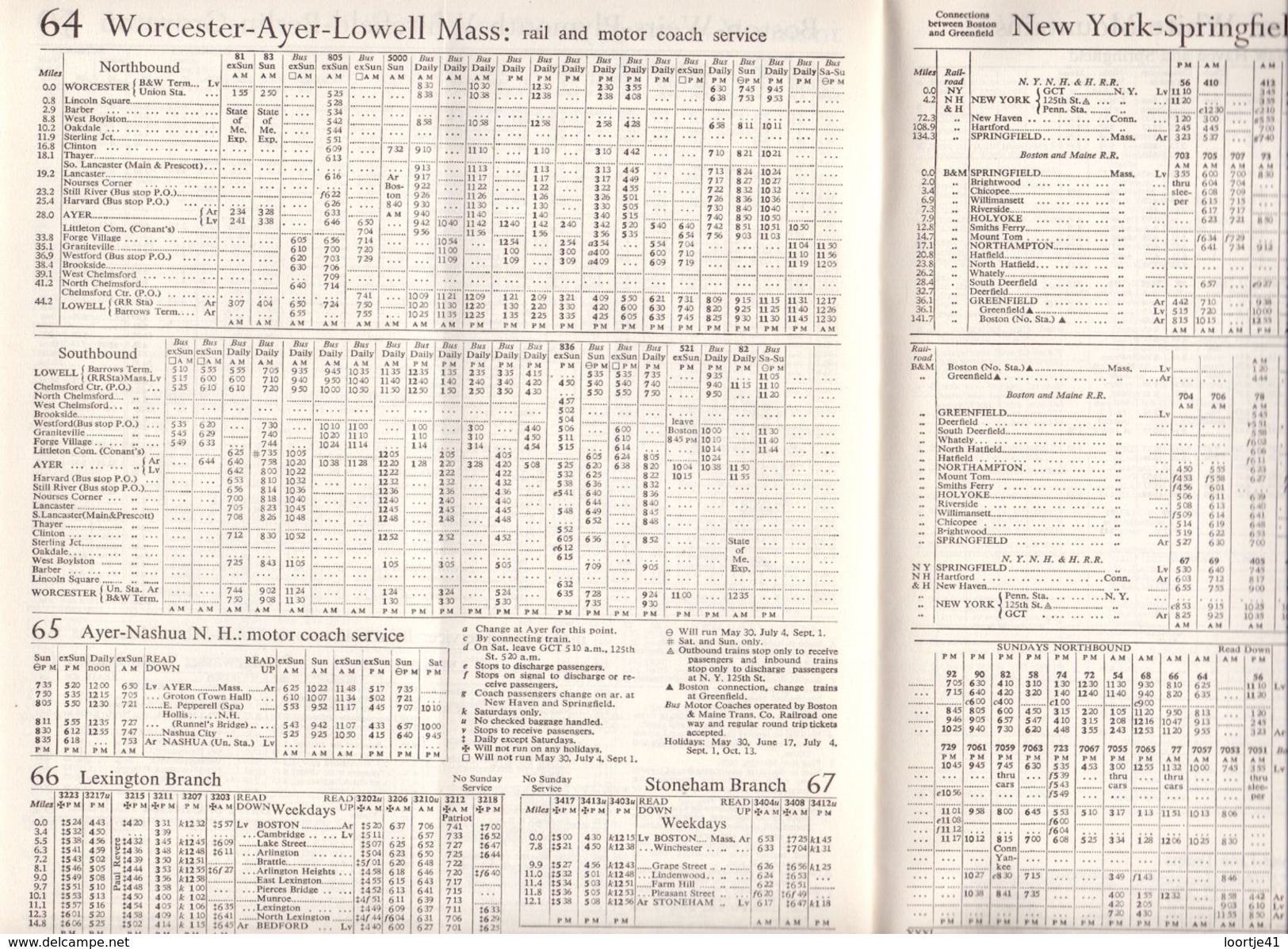 Tourisme - Timetables Schedules Dienstregeling  - Trains Treinen Boston & Maine Railroad - Bus - 1947 - Monde