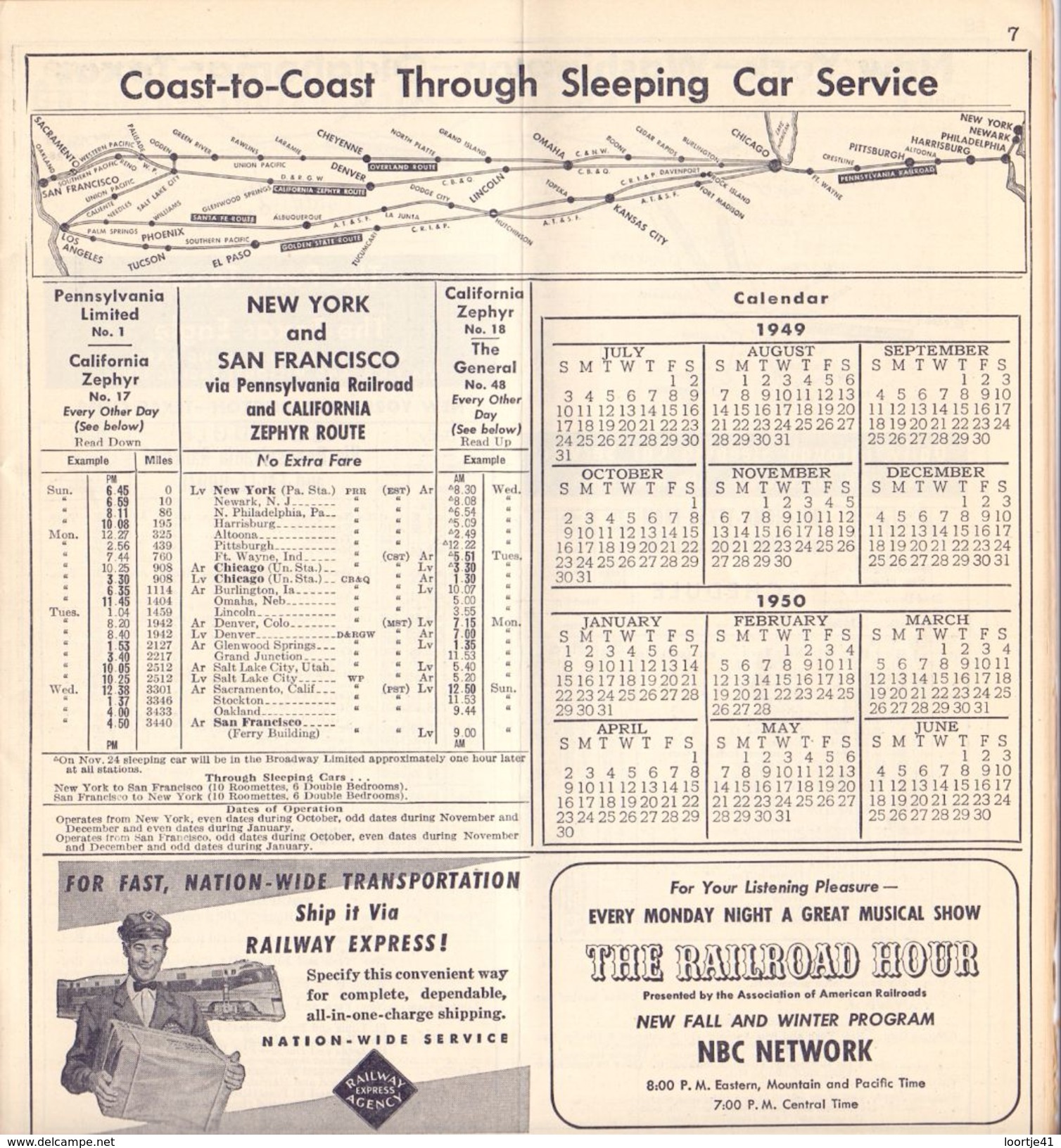 Tourisme - Timetables Schedules Dienstregeling  - Trains Treinen Pennsylvania Railroad Time Tables 1949 - Mondo