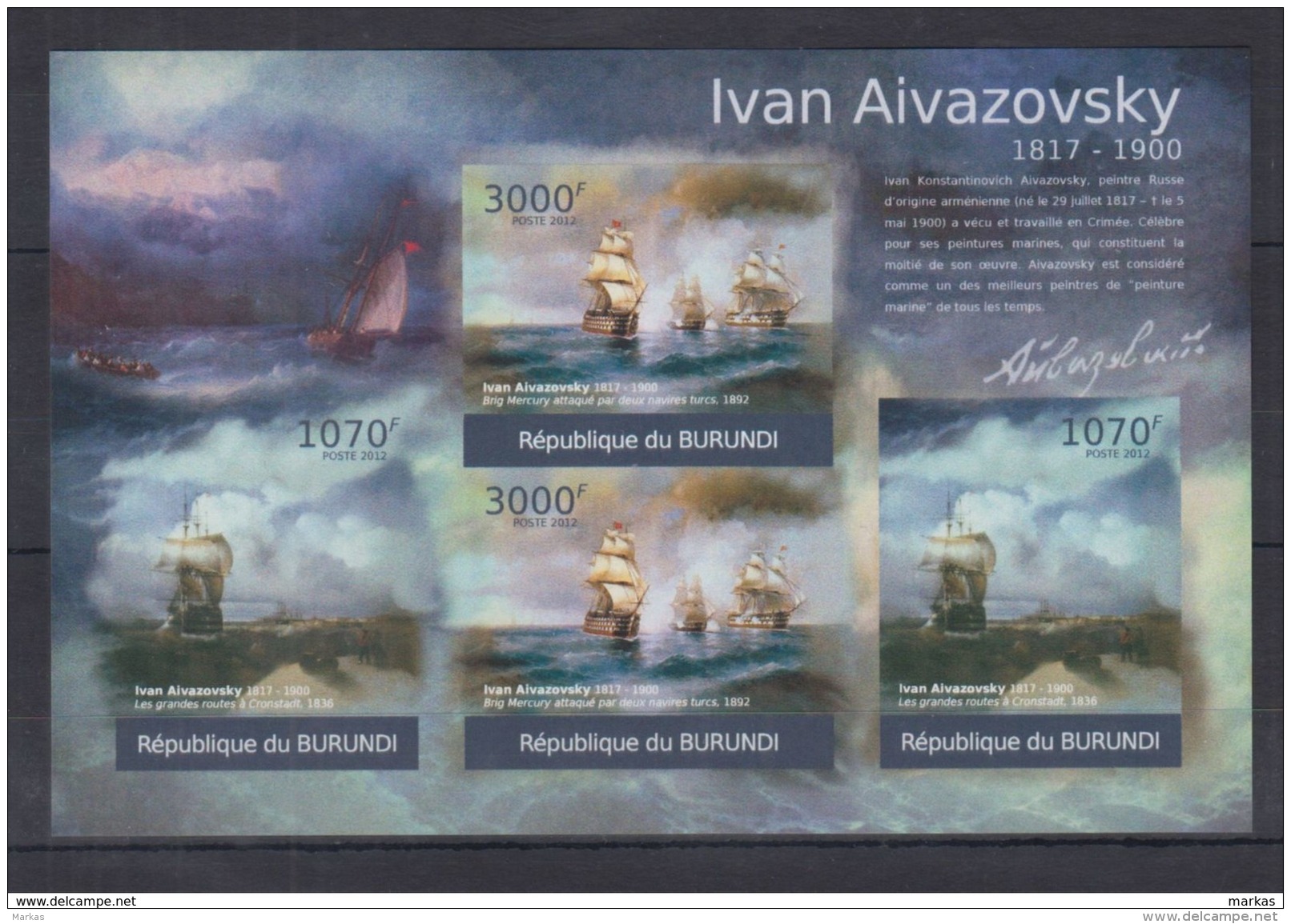 G58. Burundi - MNH - Art - Ivan Aivazovsky - 2012 - Imperf - Autres & Non Classés