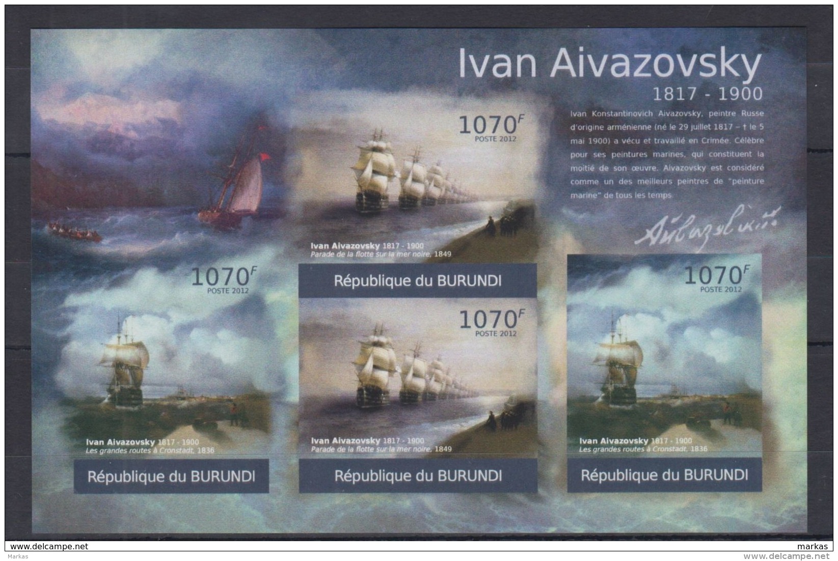 G58. Burundi - MNH - Art - Ivan Aivazovsky - 2012 - Imperf - Autres & Non Classés