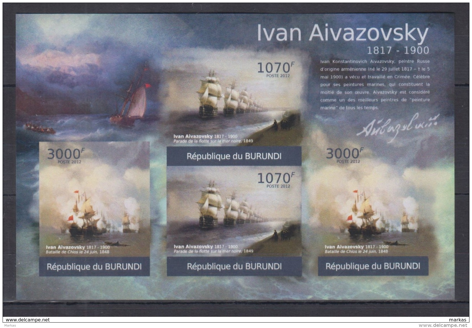 G58. Burundi - MNH - Art - Ivan Aivazovsky - 2012 - Imperf - Autres & Non Classés