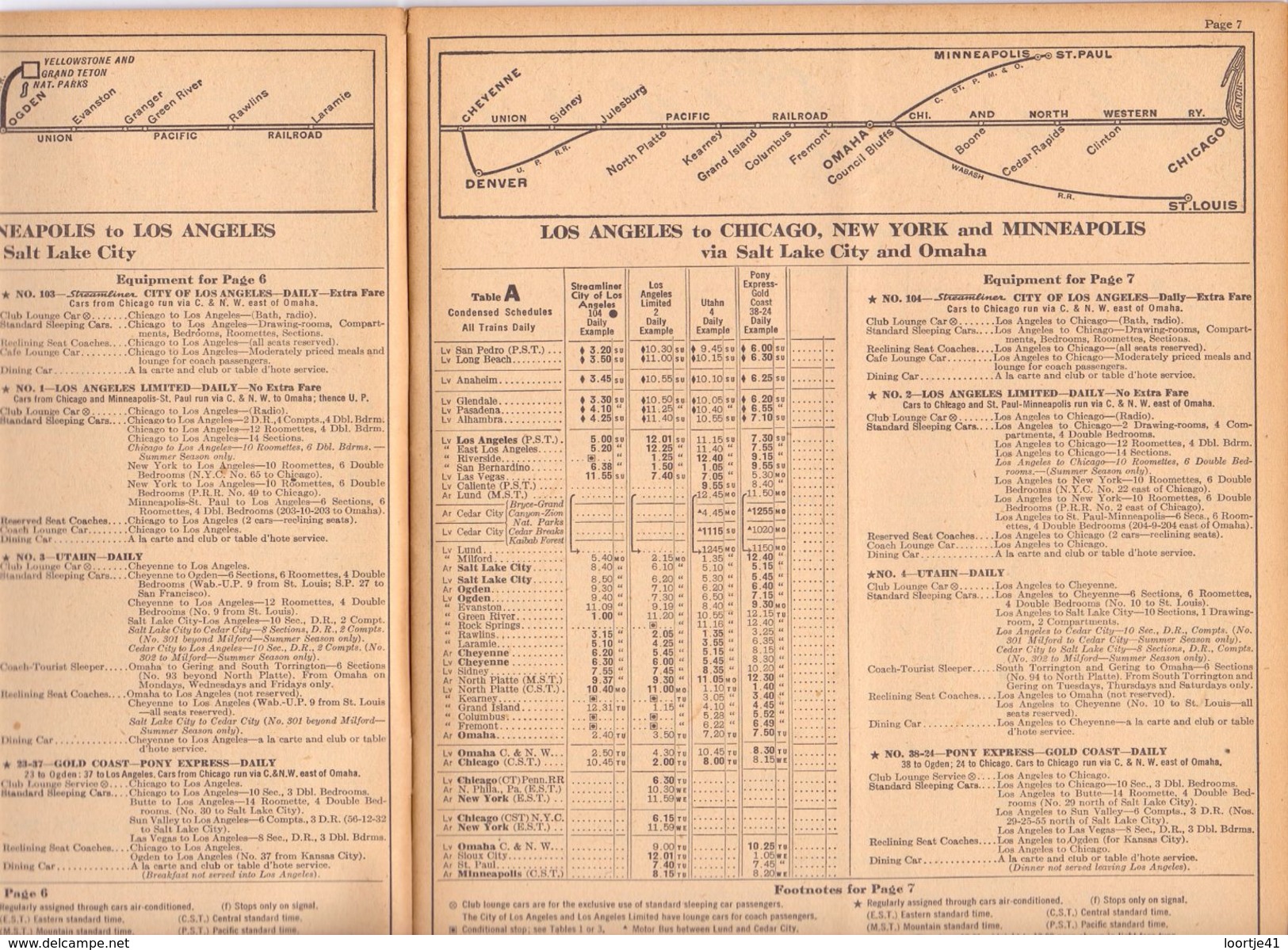 Tourisme - Timetables Schedules Dienstregeling  - Trains Treinen Union Pacific Railroad Time Tables 1950 - World