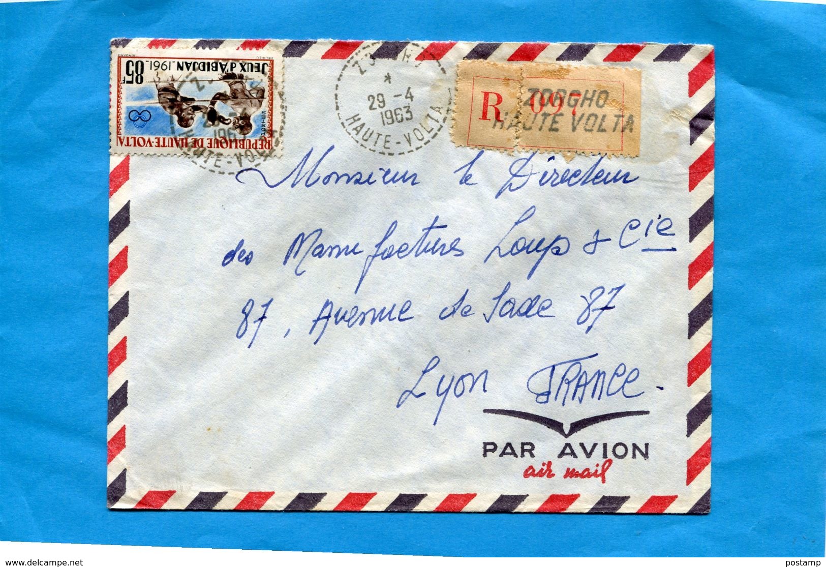 MARCOPHILIE-haute Volta-Lettre-REC->Françe-cad-zorgho Cachet Perlé1963 --stamps-N°106 Sport -boxe - Upper Volta (1958-1984)