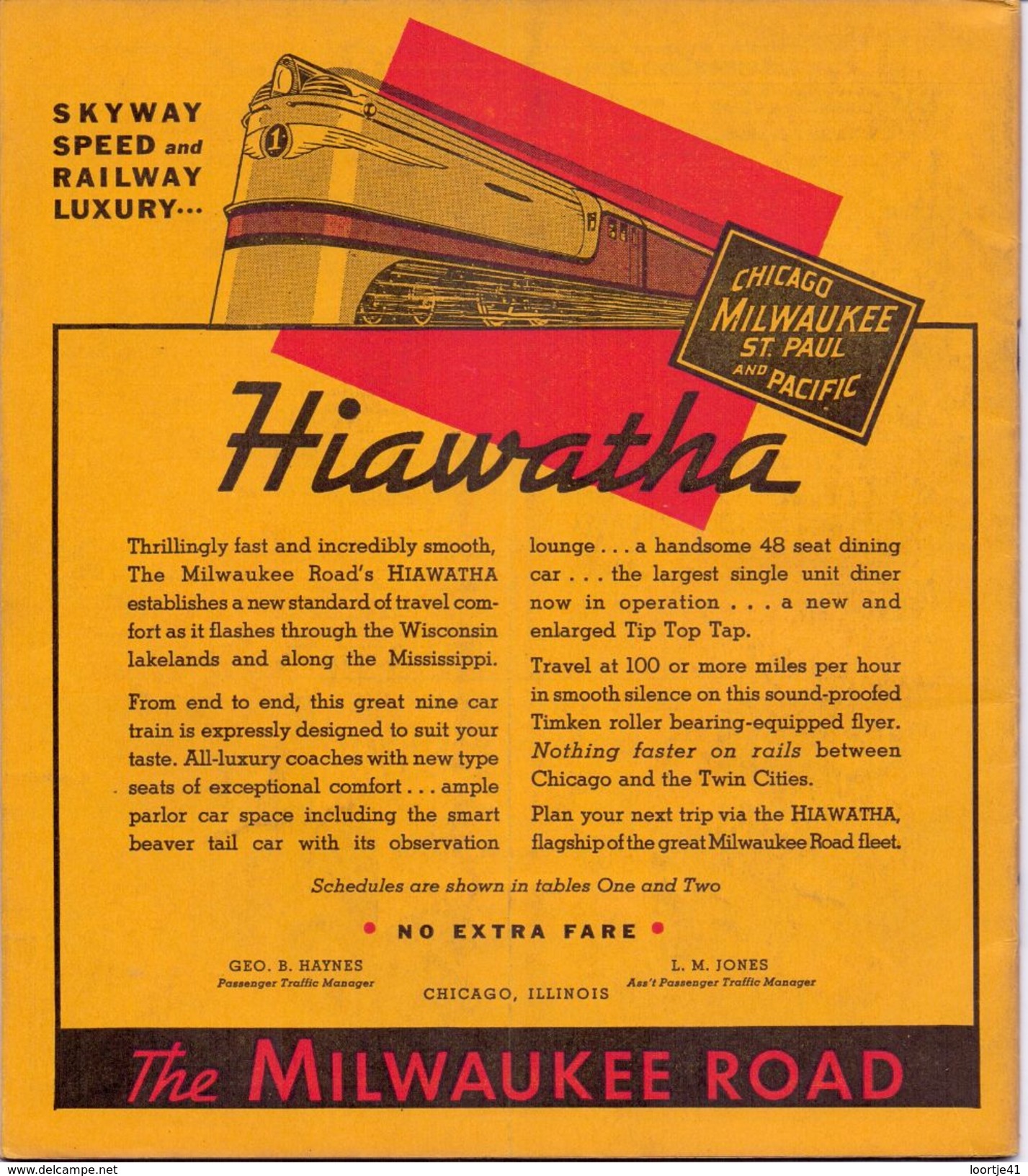 Tourisme - Timetables Schedules Dienstregeling  - Trains Treinen Milwaukee Road - The Hiawatha Time Tables 1937 - Monde