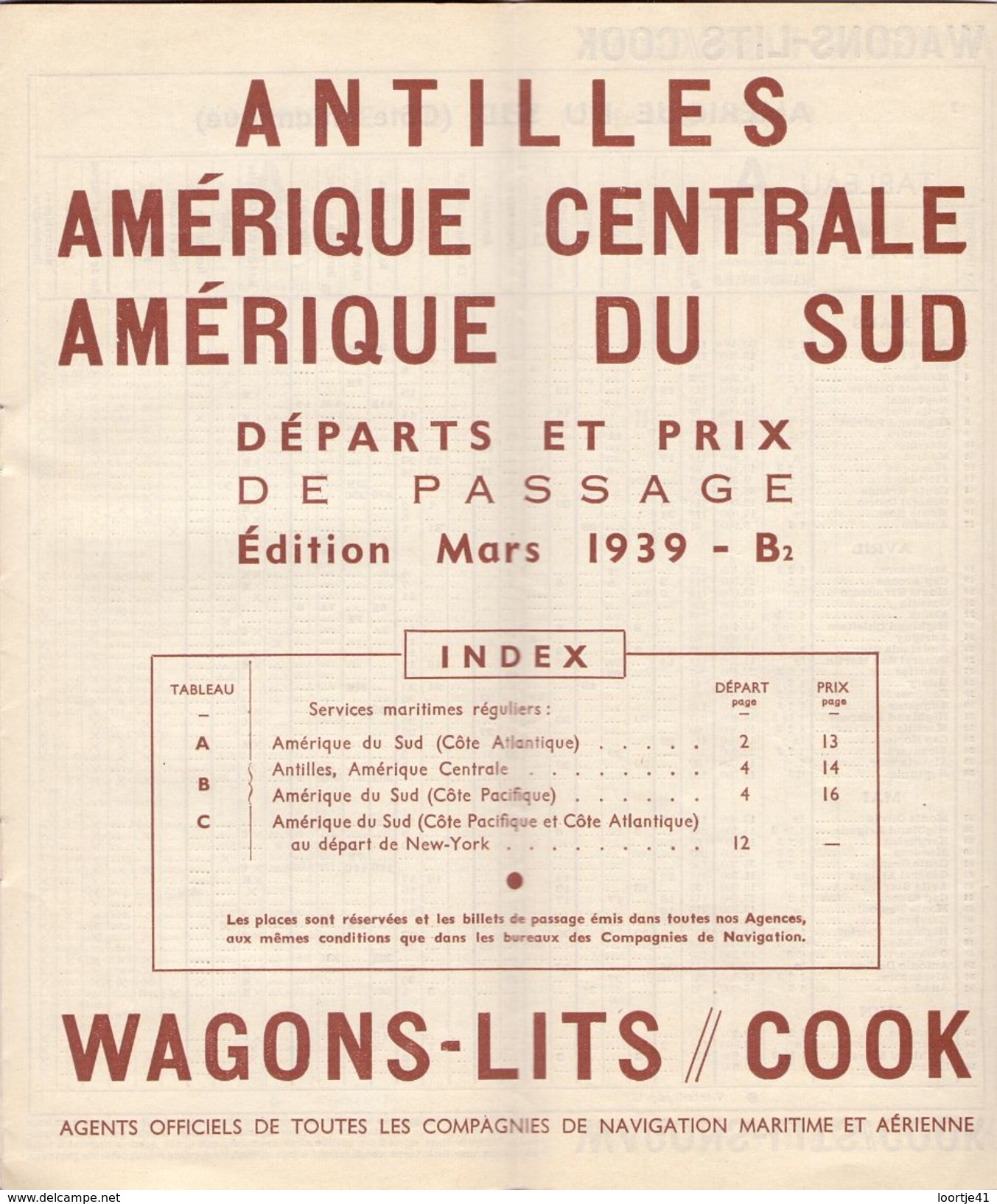 Tourisme - Schedules Dienstregeling Départs & Prix De Passage - Antilles - Amerique - Services Maritimes & Aériens 1939 - Mundo