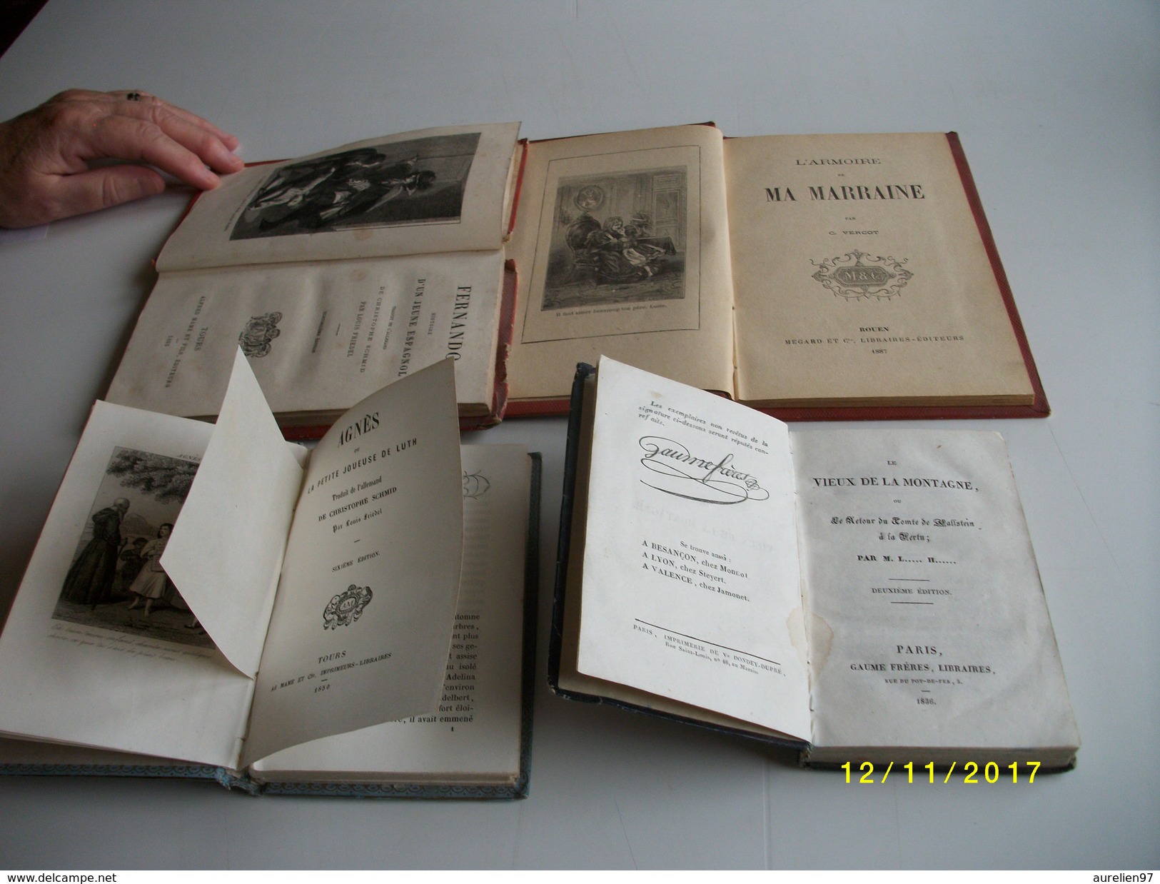 Lot De 4 Livres:Agnès Ou La Petite Joueuse De Luth 1850 - Paquete De Libros