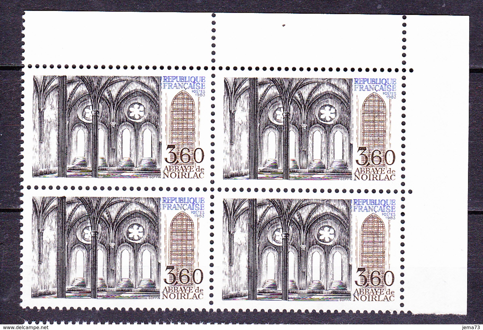 N° 2255 Série Touristique: Abbaye De Noilac Bruère Allichamps: Beaux Bloc De 4  Timbres Neuf Impeccable - Ungebraucht