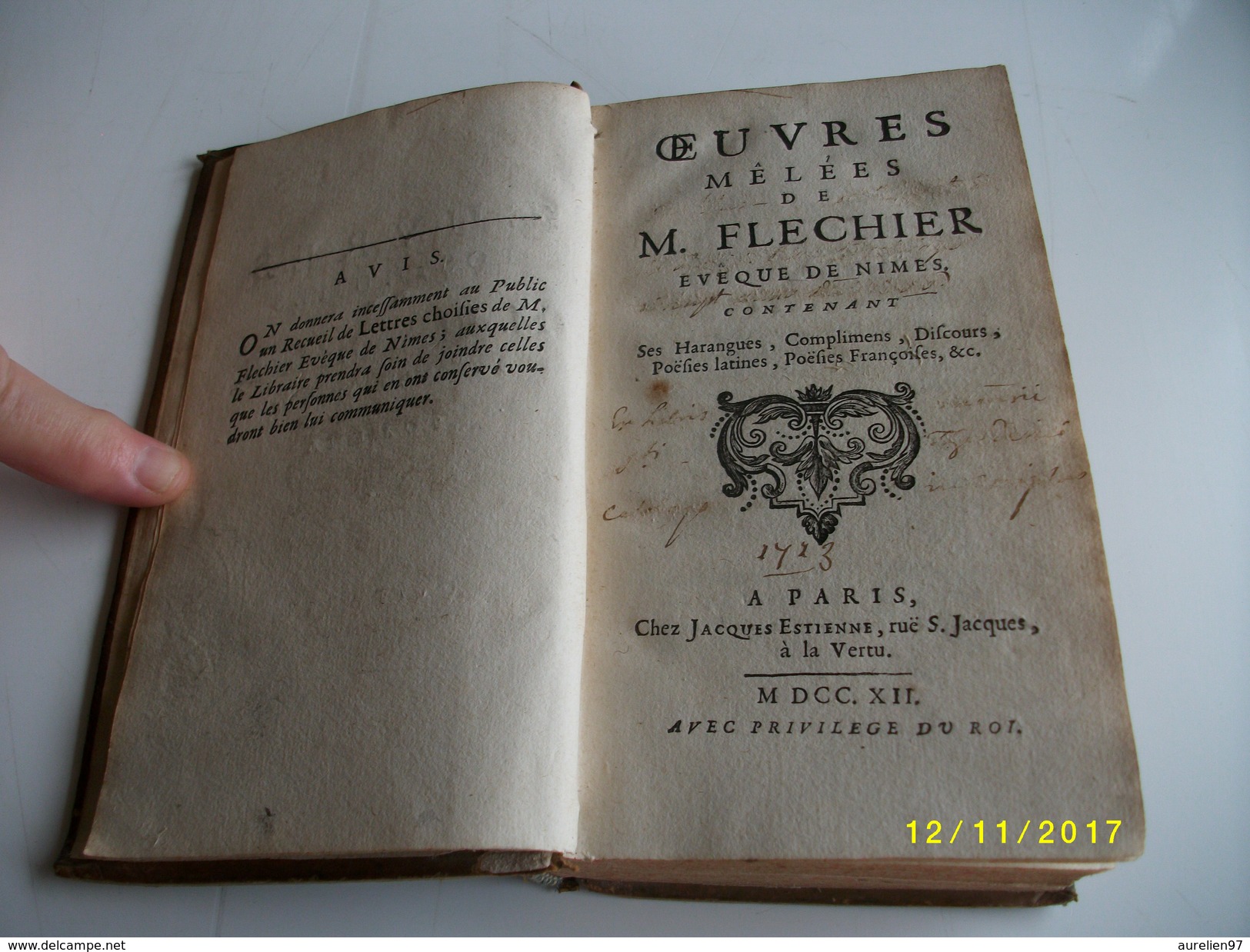 Oeuvres Posthumes De M.FLECHIER 1712 - Before 18th Century