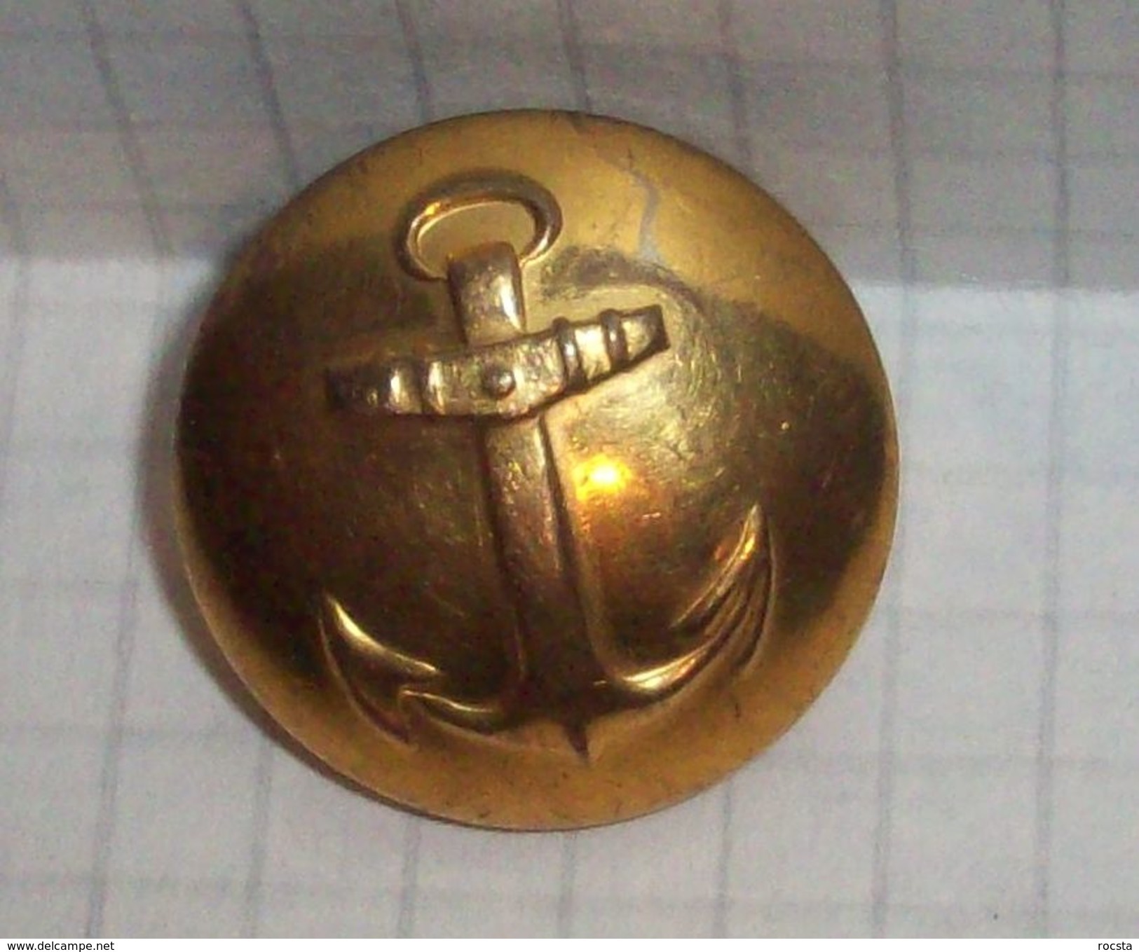 Button Brass - Swedish Fleet Navy Anchor - C.C.Sporrong & Co., Stockholm - 23mm - Buttons