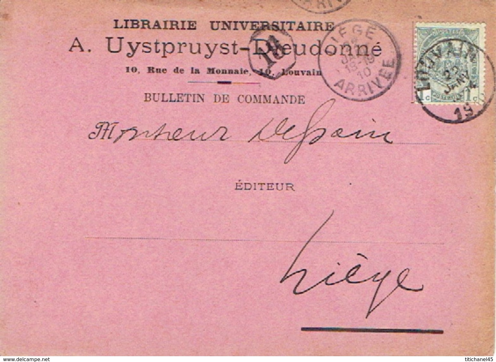 CP/PK Publicitaire LEUVEN 1906 - A. UYSTPRUYST-DIEUDONNE -  Boekhandel - Leuven