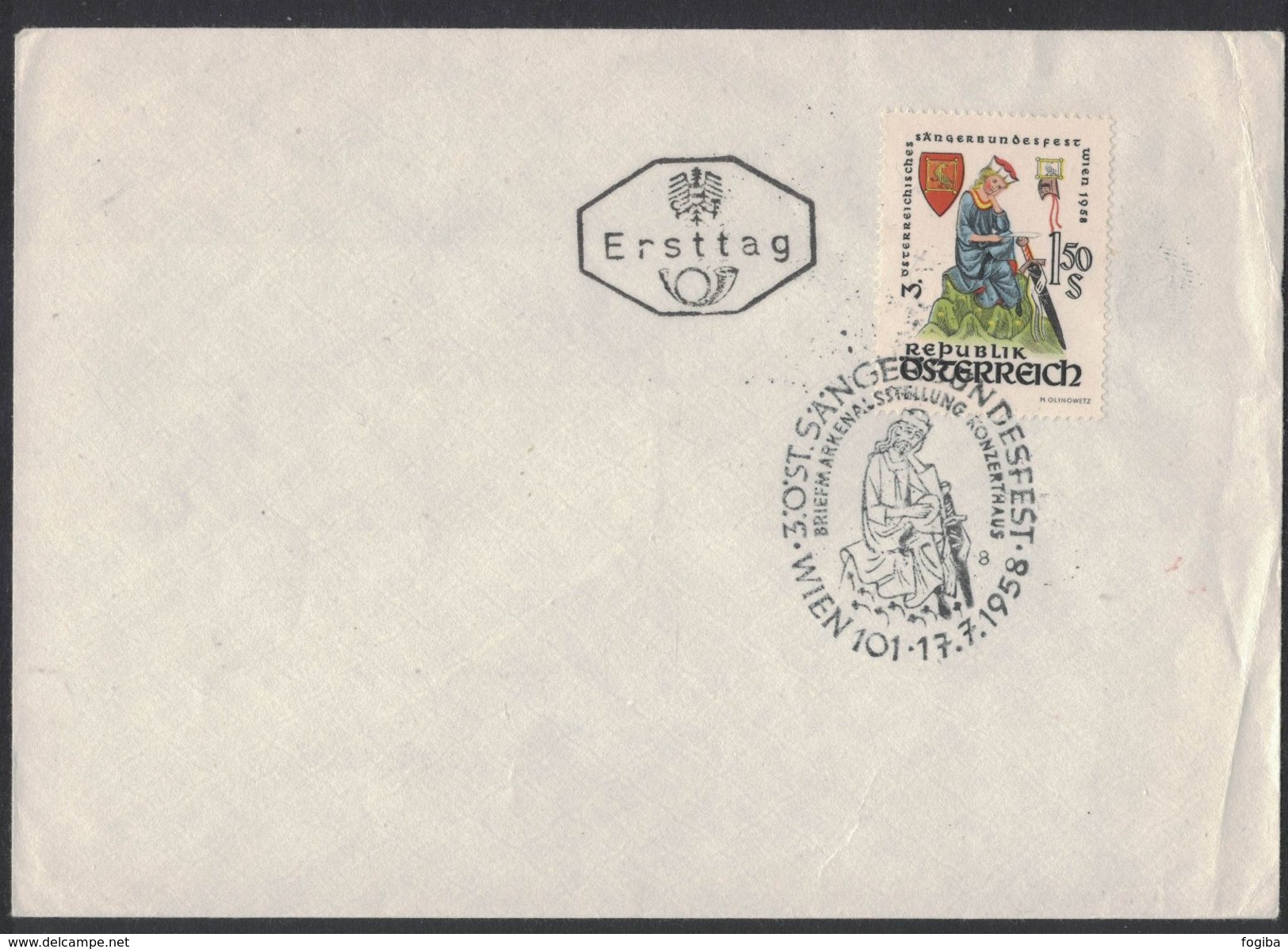 XB171    Österreich Austria 1958  FDC Mi 1043 Walther Von Der Vogelweide Choral Association Music - FDC