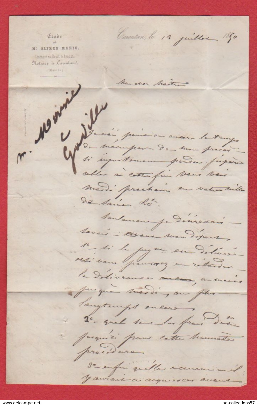 Lettre  / De Carpentras  / Pour Saint Lo  / 14 Juillet 1850 - 1849-1876: Periodo Classico