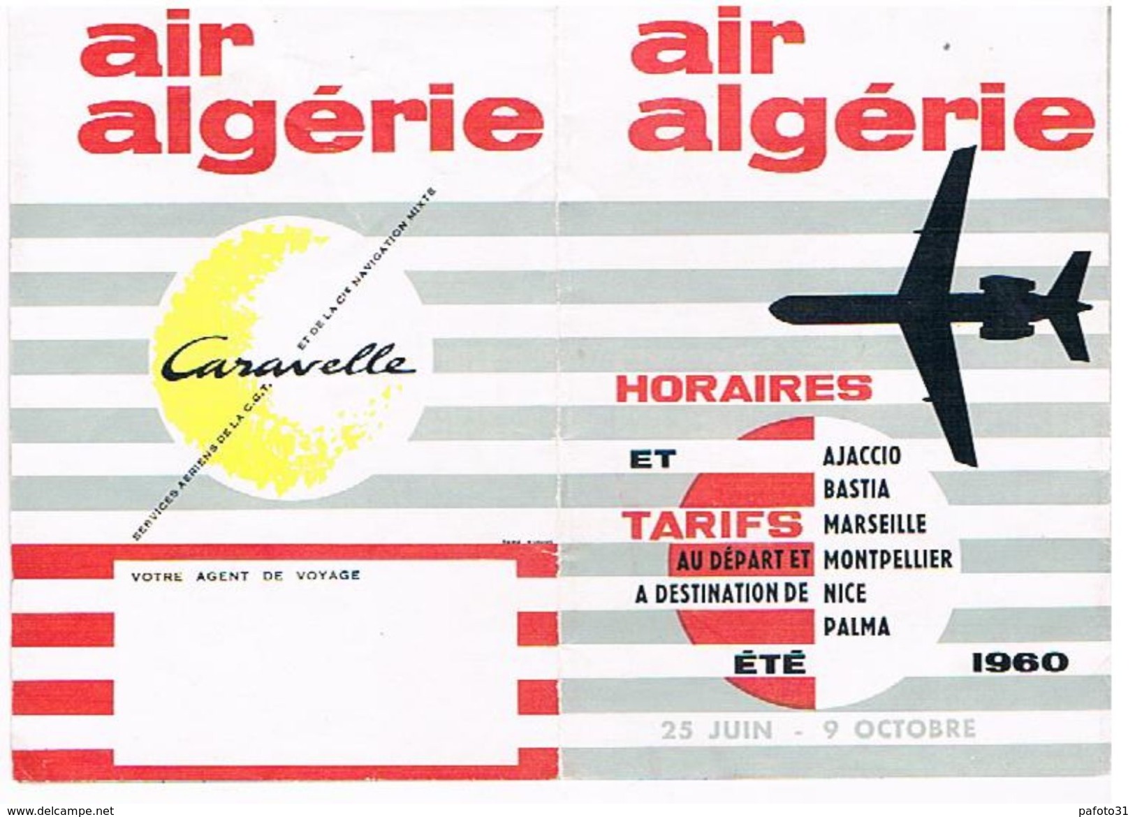 Aerodromes Aeroport Tarif 4 VOLETS  1960   AVIONS AIR ALGERIE    CH95 - Aérodromes