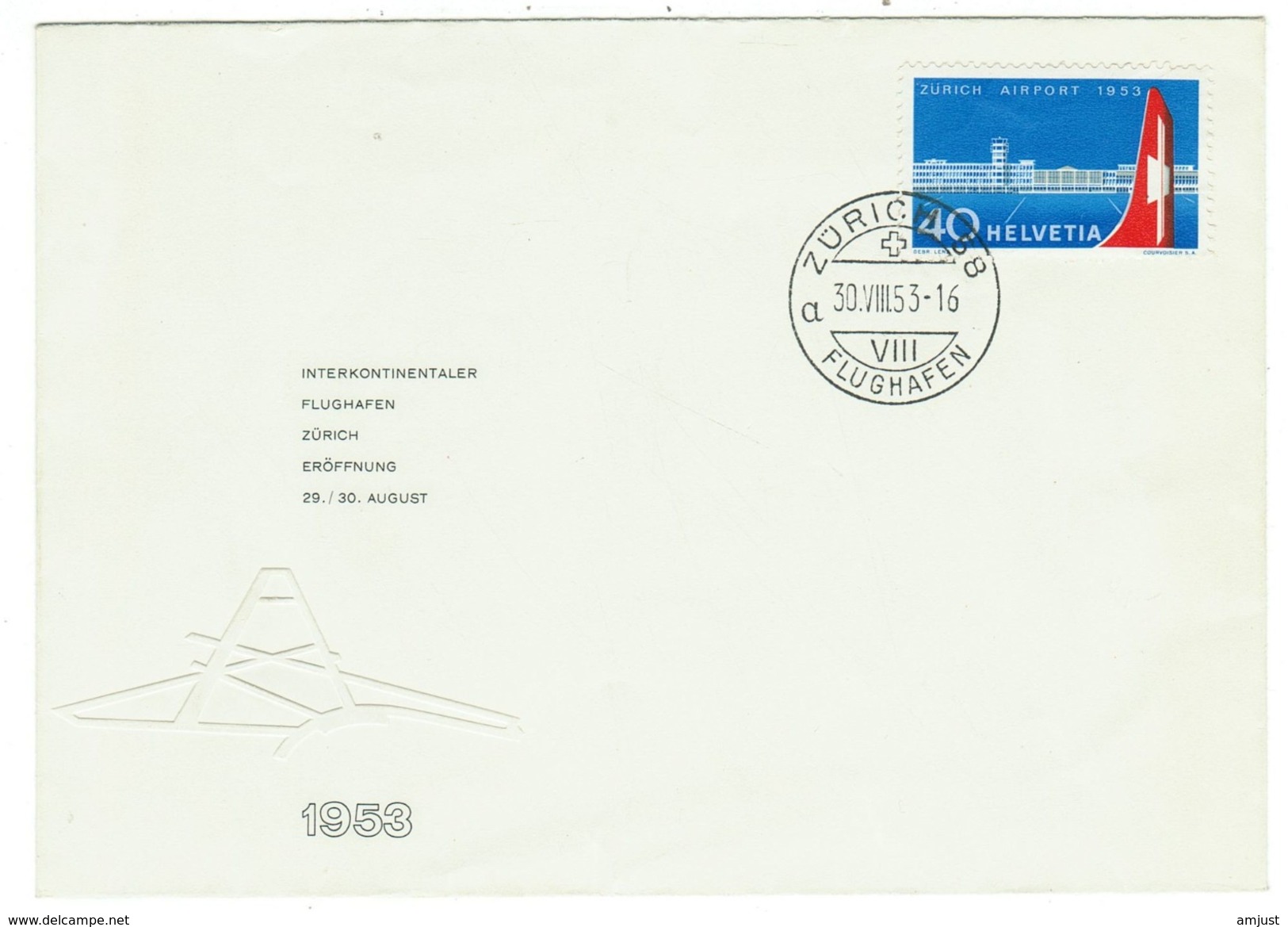 Suisse // Schweiz // Switzerland //  1950-1959  //  Lettre  Avec Cachet Zurich Flughafen Du 30.08.1953 - Lettres & Documents