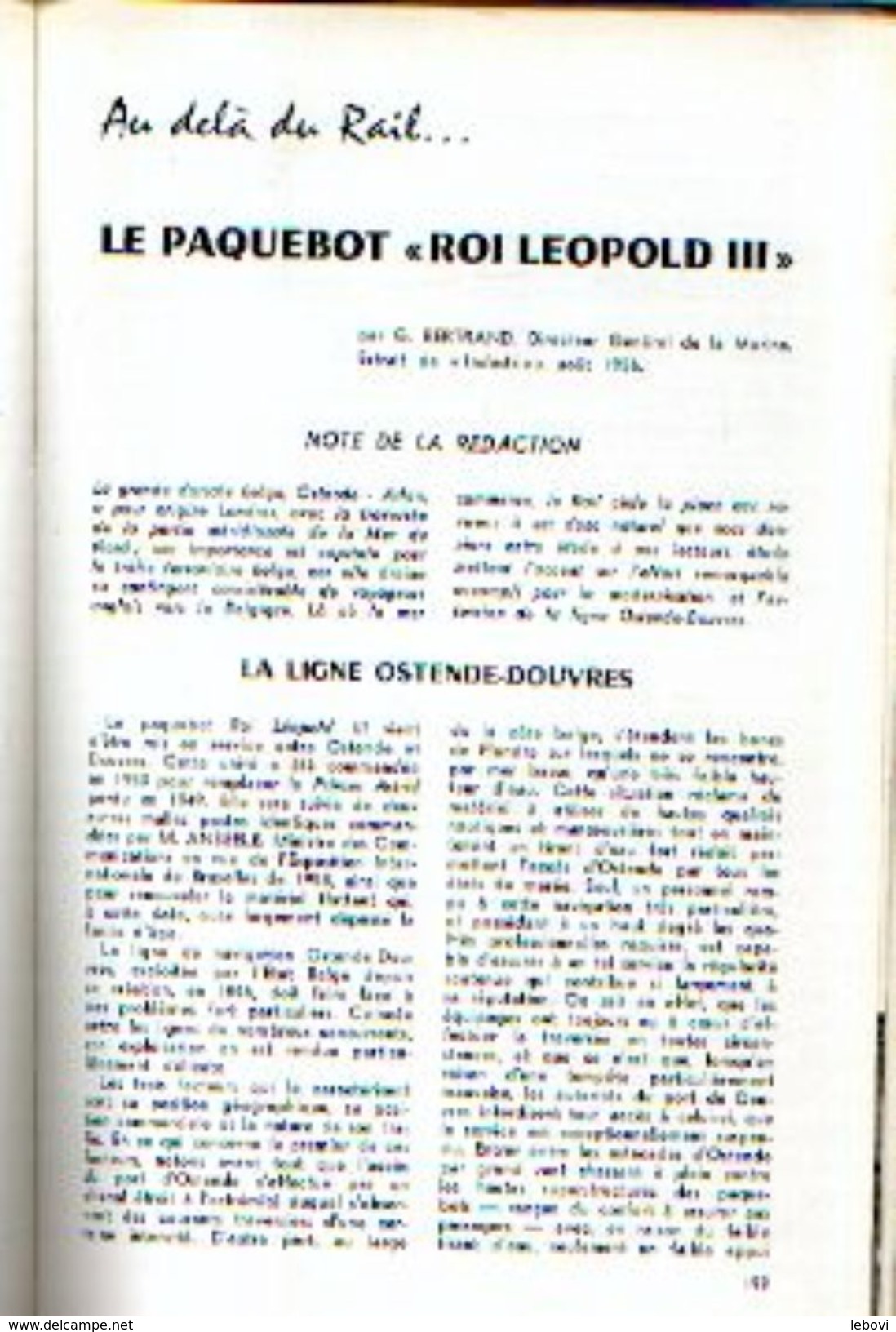 «Le Paquebot ROI LEOPOLD III » Article De 18 Pages In « RAIL ET TRACTION » N° 49 – 07-08/1957 - Altri & Non Classificati
