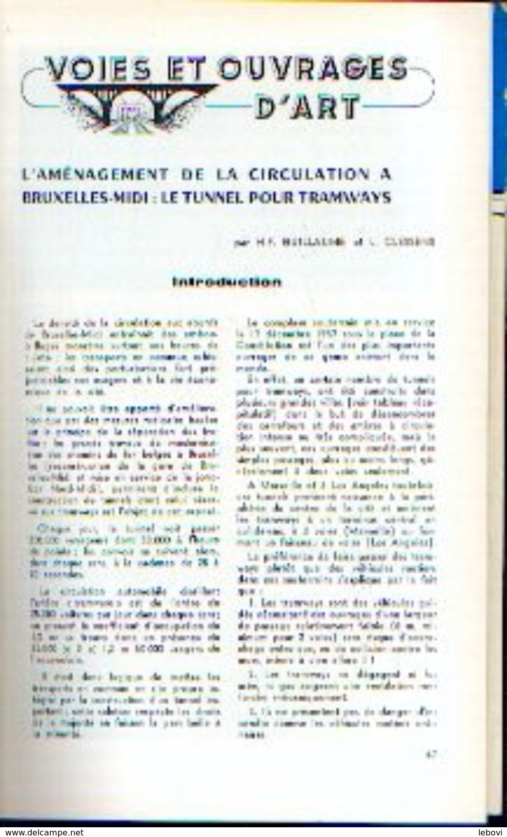 «L’aménagement De La Circulation à BRUXELLES MIDI : Le Tunnel Pour Tramways » Article De 13 Pages In « RAIL ET ----> - Chemin De Fer