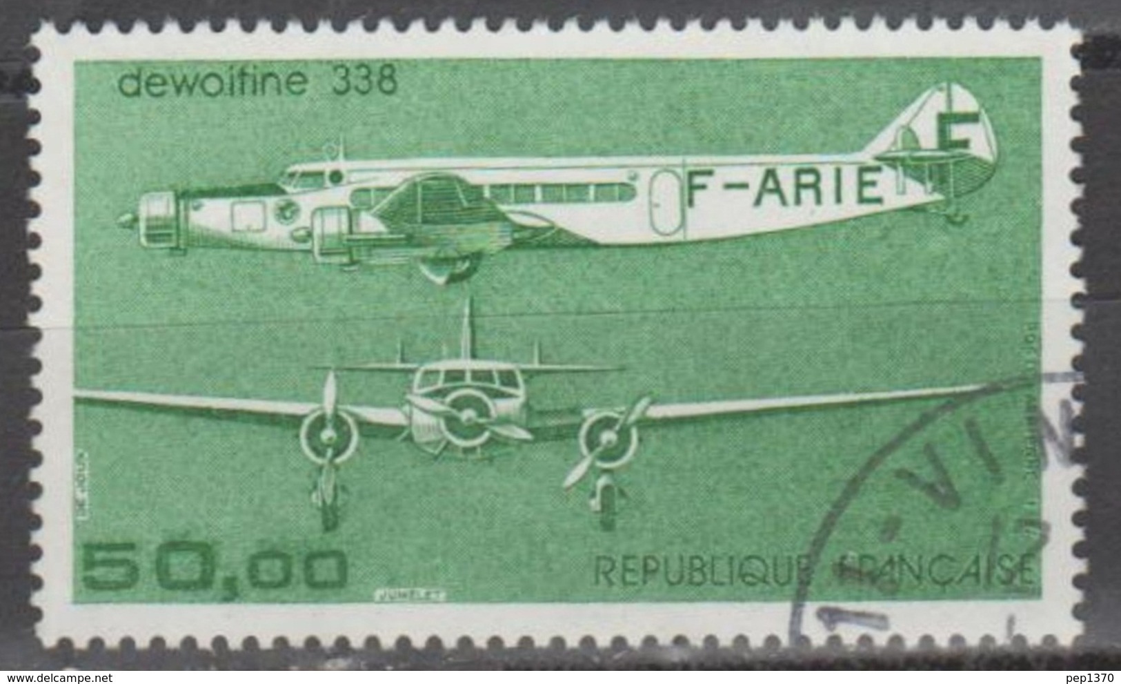 FRANCIA 1987 - AVION TRIMOTEUR DEWOITINE 338 - YVERT PA 60 - USED - 1960-.... Matasellados