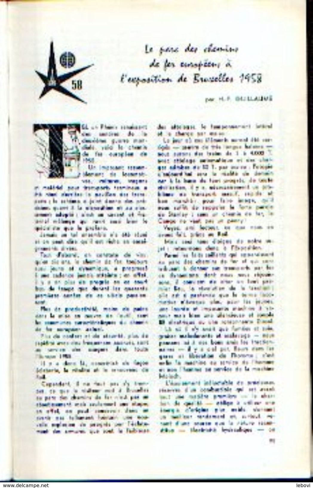 «Le Parc Des Chemins De Fer Européen à L’exposition De BRUXELLES1958 » Article De 40 Pages In « RAIL ET ------> - Chemin De Fer