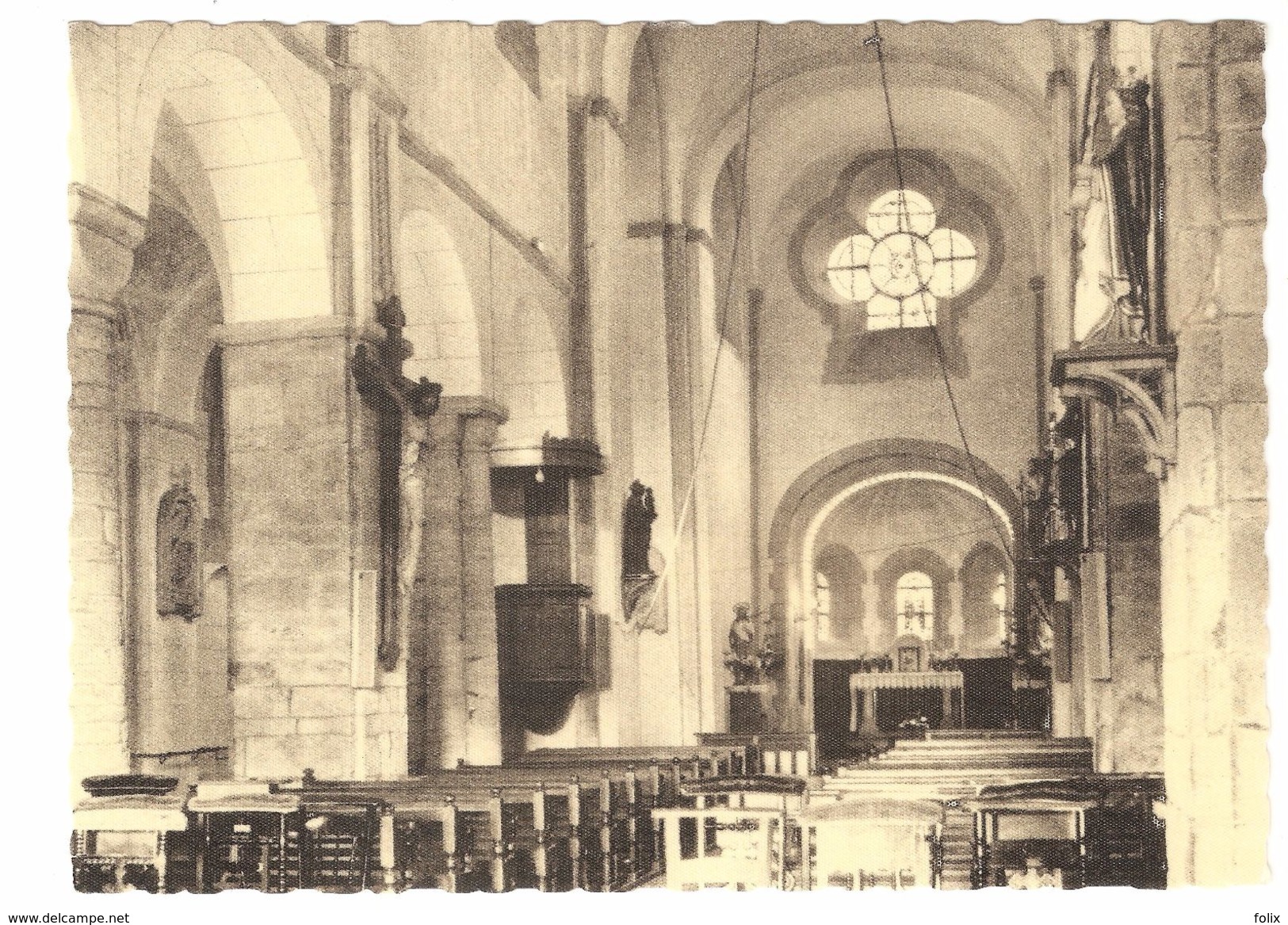 Saint-Séverin / St-Séverin En Condroz - Intérieur De L'Eglise Romane Du XIIe Siècle - Papier Avec Structure Textile - Nandrin