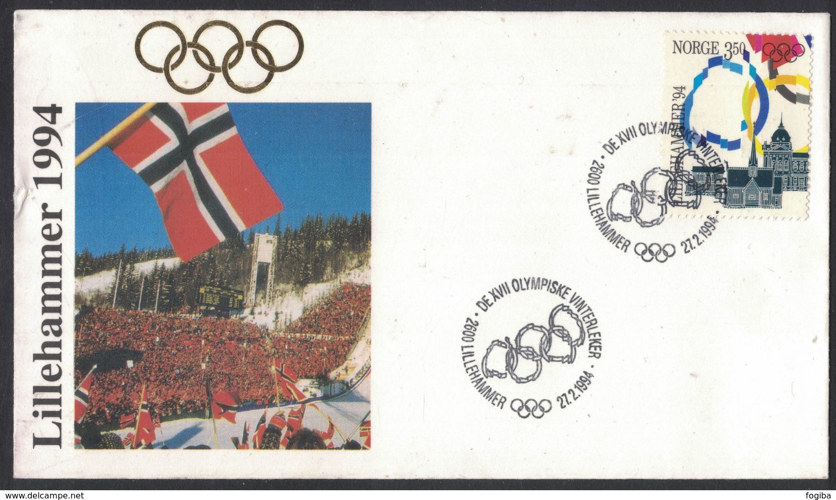 XB176  Norge 1994 Olympics Lillehammer, Flags Mi 1149 FDC - FDC