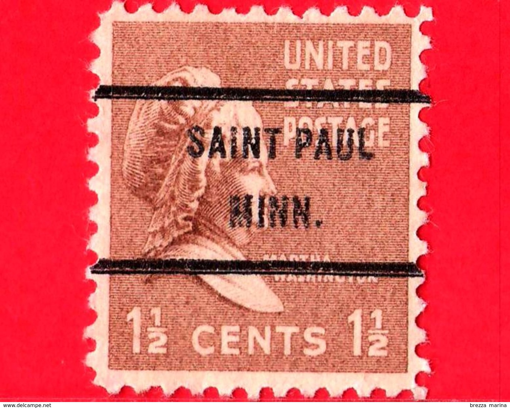 USA - STATI UNITI - Usato - 1938 - Martha Washington - Saint Paul MINN. - 1 1/2 - Precancels