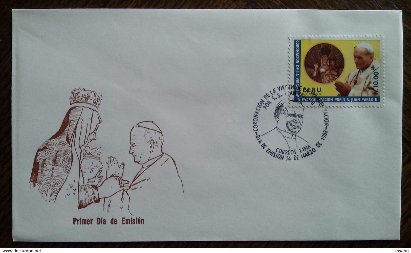 PEROU - FDC 1988 - YT N°875 - EVANGELISATION / JEAN PAUL II - Peru