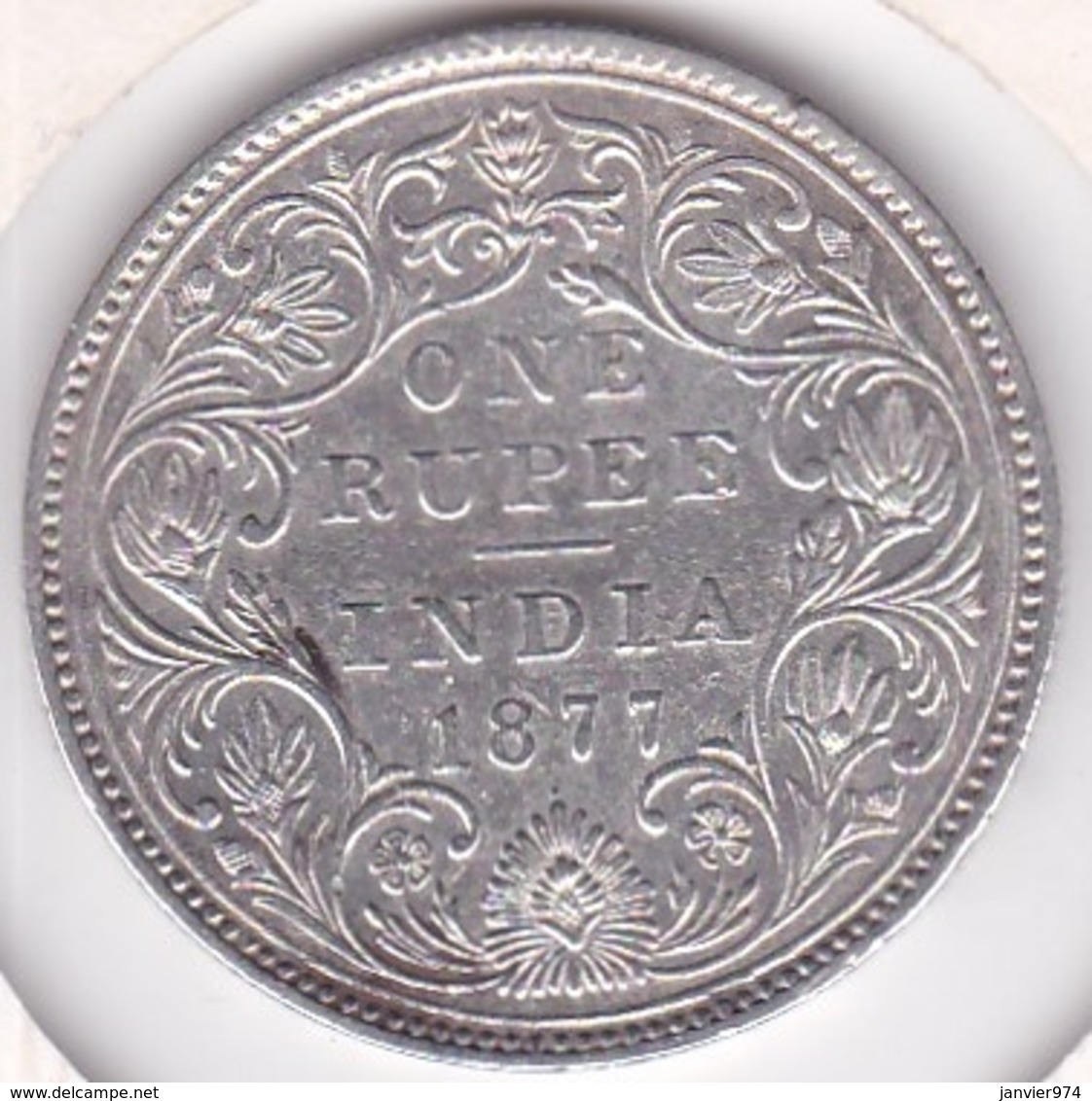 India-British 1 Rupee 1877 Victoria , Avec Point , En Argent. KM# 492 - India