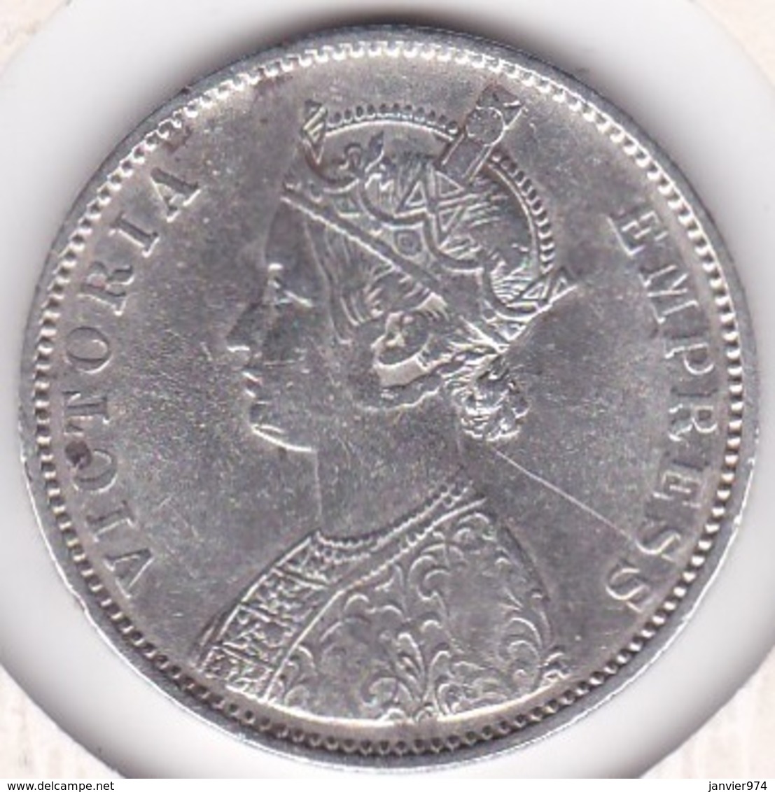 India-British 1 Rupee 1877 Victoria , Avec Point , En Argent. KM# 492 - Indien
