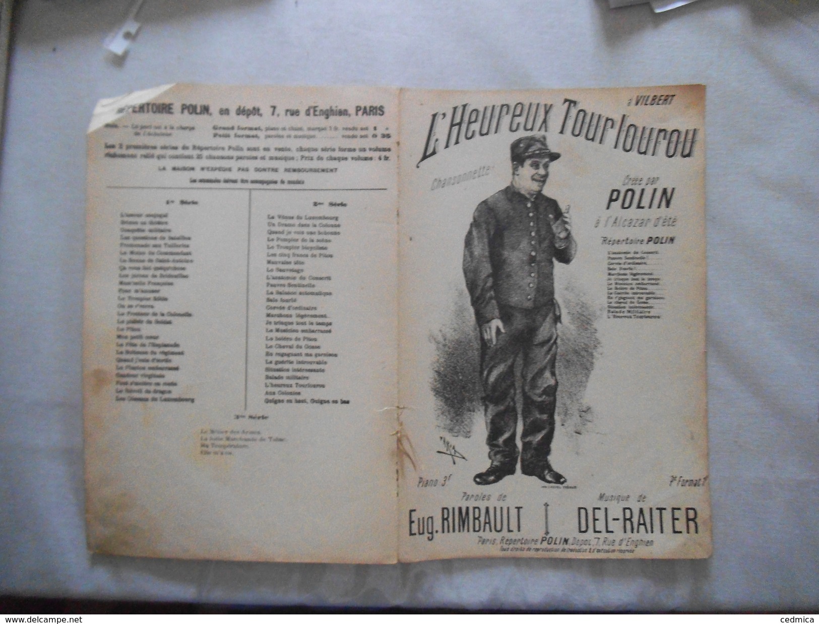 L'HEUREUX TOURLOUROU  CHANSONNETTE CREEE PAR POLIN PAROLES DE EUG. RIMBAULT MUSIQUE DE DEL-RAITER - Scores & Partitions