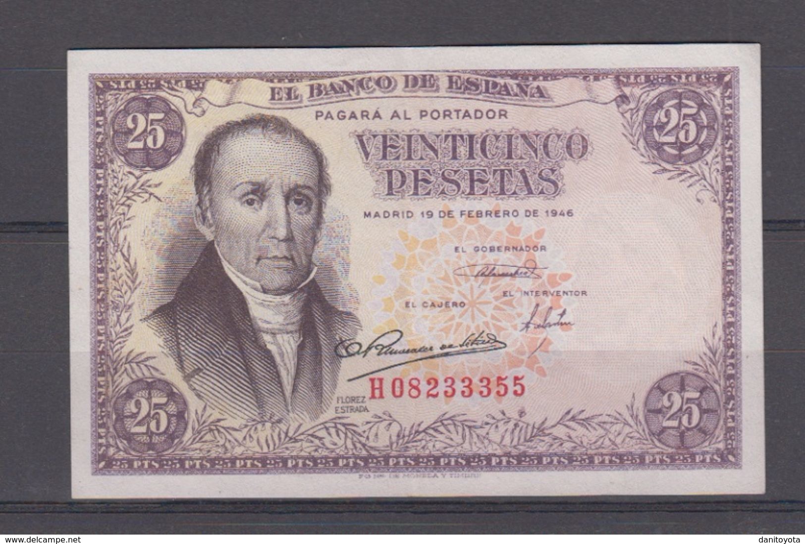 EDIFIL 450a.  25 PTAS 19 FEBRERO DE 1946 SERIE H, CONSERVACIÓN MBC - 25 Pesetas