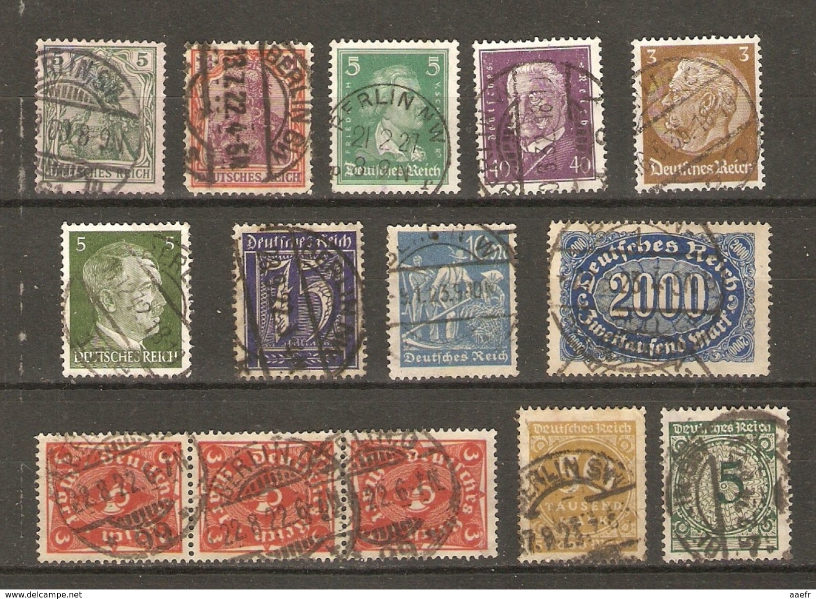 Allemagne, Empire - Marcophilie - Cachets BERLIN - Petit Lot De 14 Timbres° - Maschinenstempel (EMA)