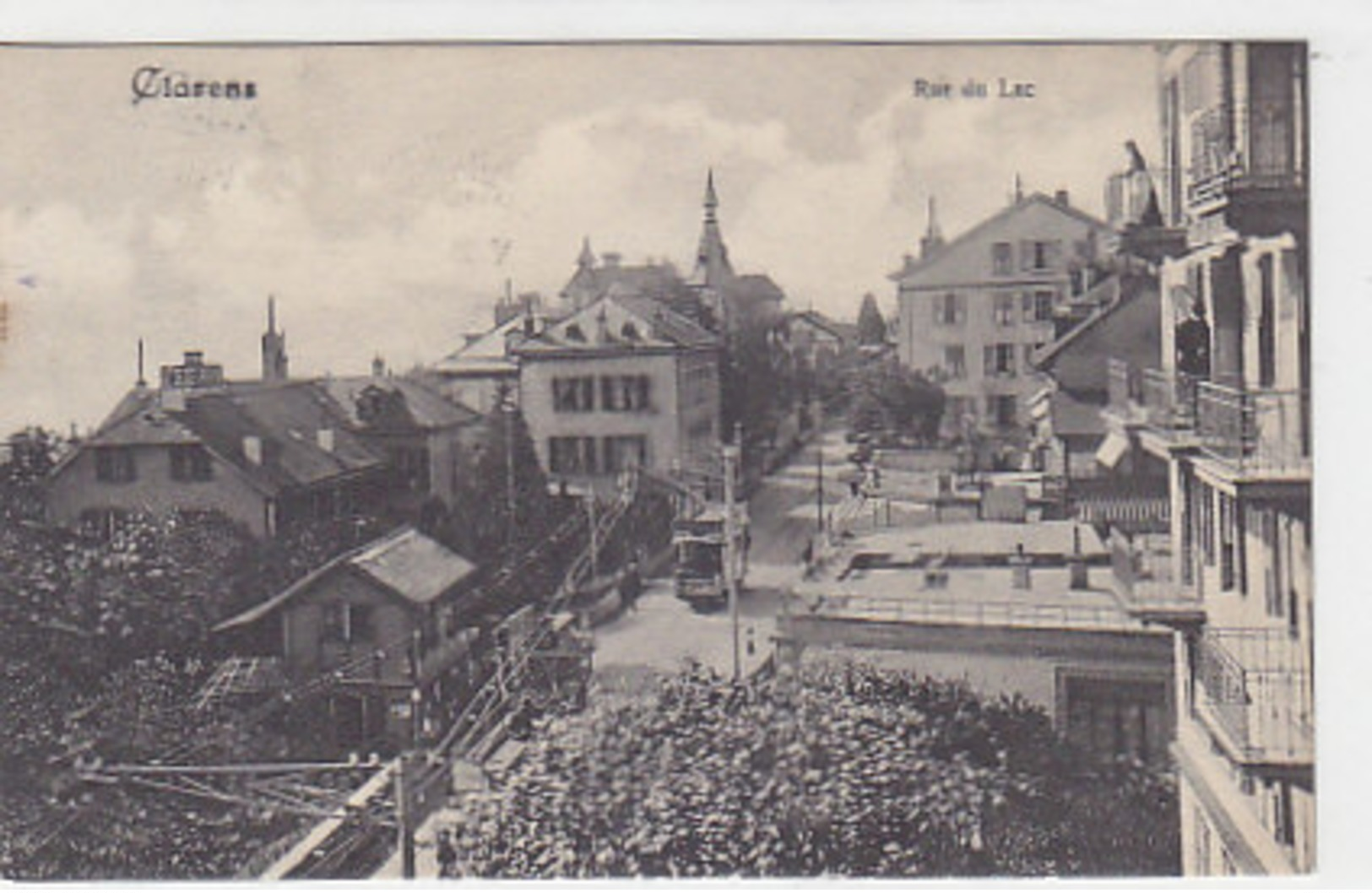 Clarens - Rue Du Lac Avec Tram - 1908     (P-95-60730) - Andere & Zonder Classificatie
