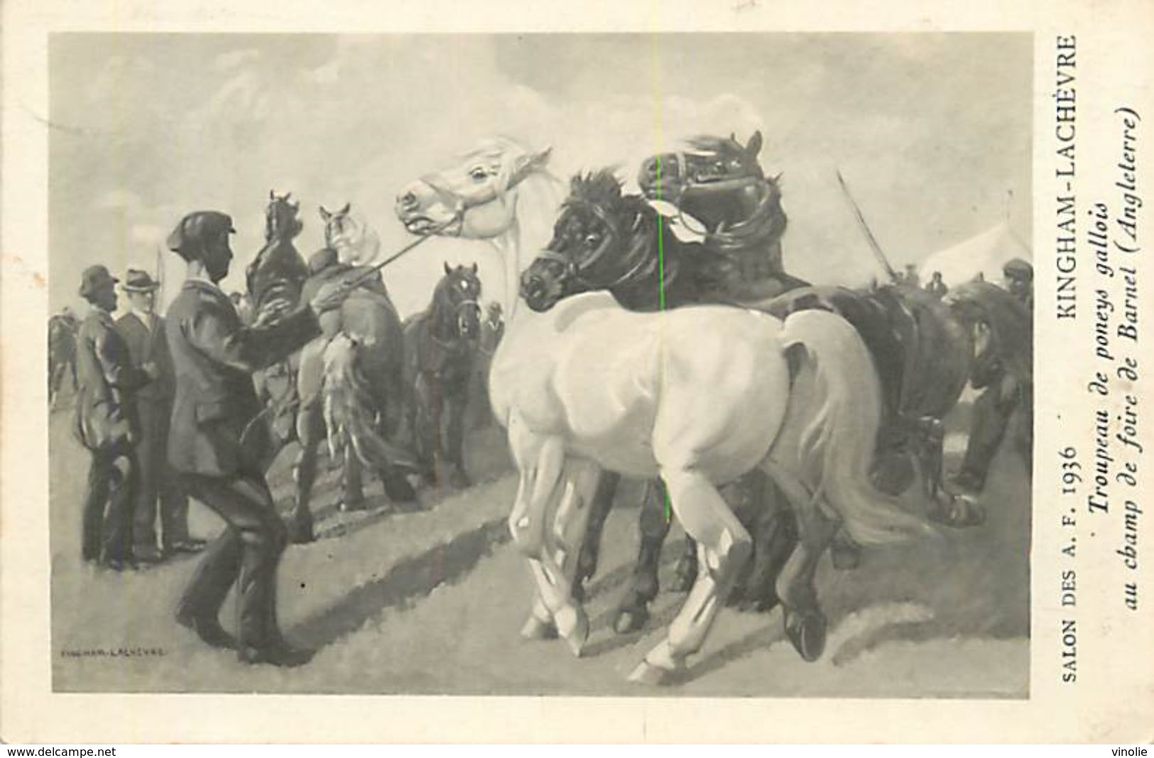 PIE 17. FRP Ar 165 : SALON DE PEINTURE. TROUPEAU DE PONEYS GALLOIS A  BARNET. MADAME KINGHAM-LACHEVRE.1936. - Peintures & Tableaux