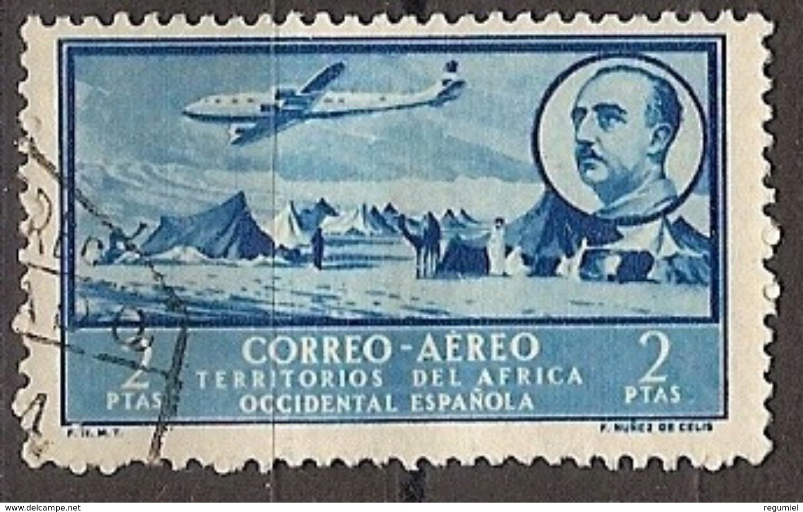 Africa Occidental U 23 (o) Paisaje Y Franco. Aereo. 1951 - Marruecos Español