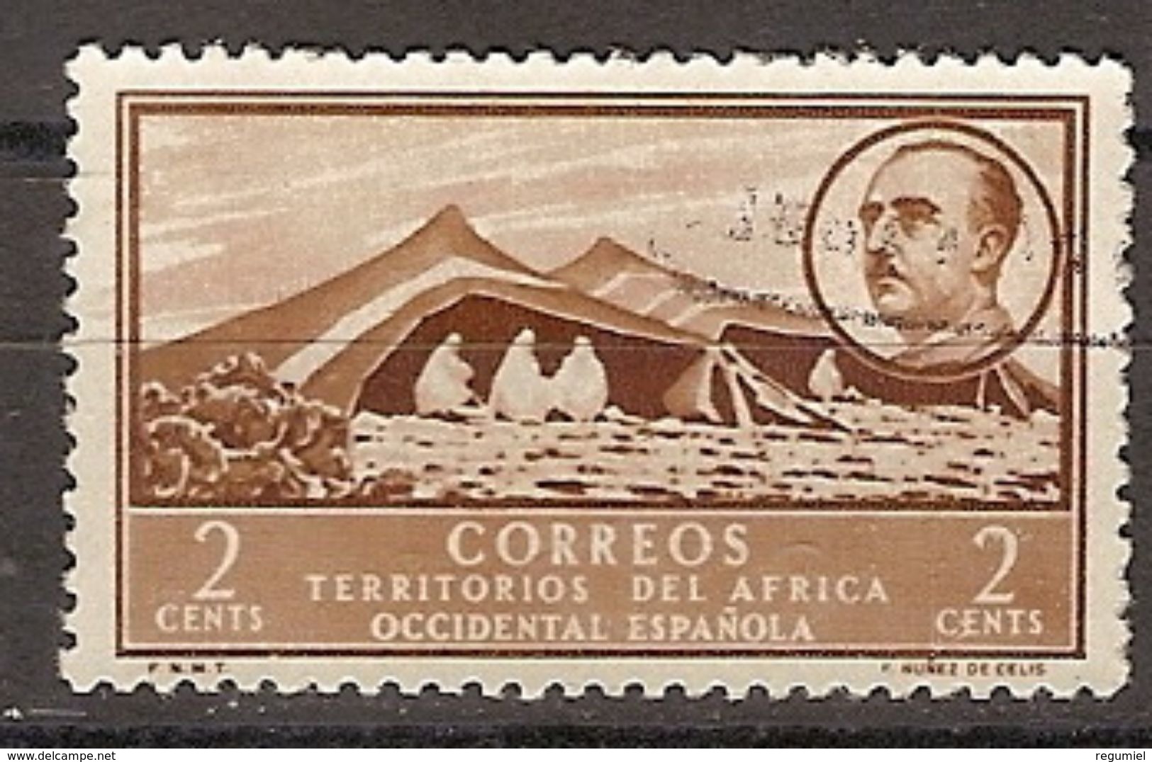 Africa Occidental U 03 (o) Paisaje Y Franco. 1950 - Spanisch-Marokko