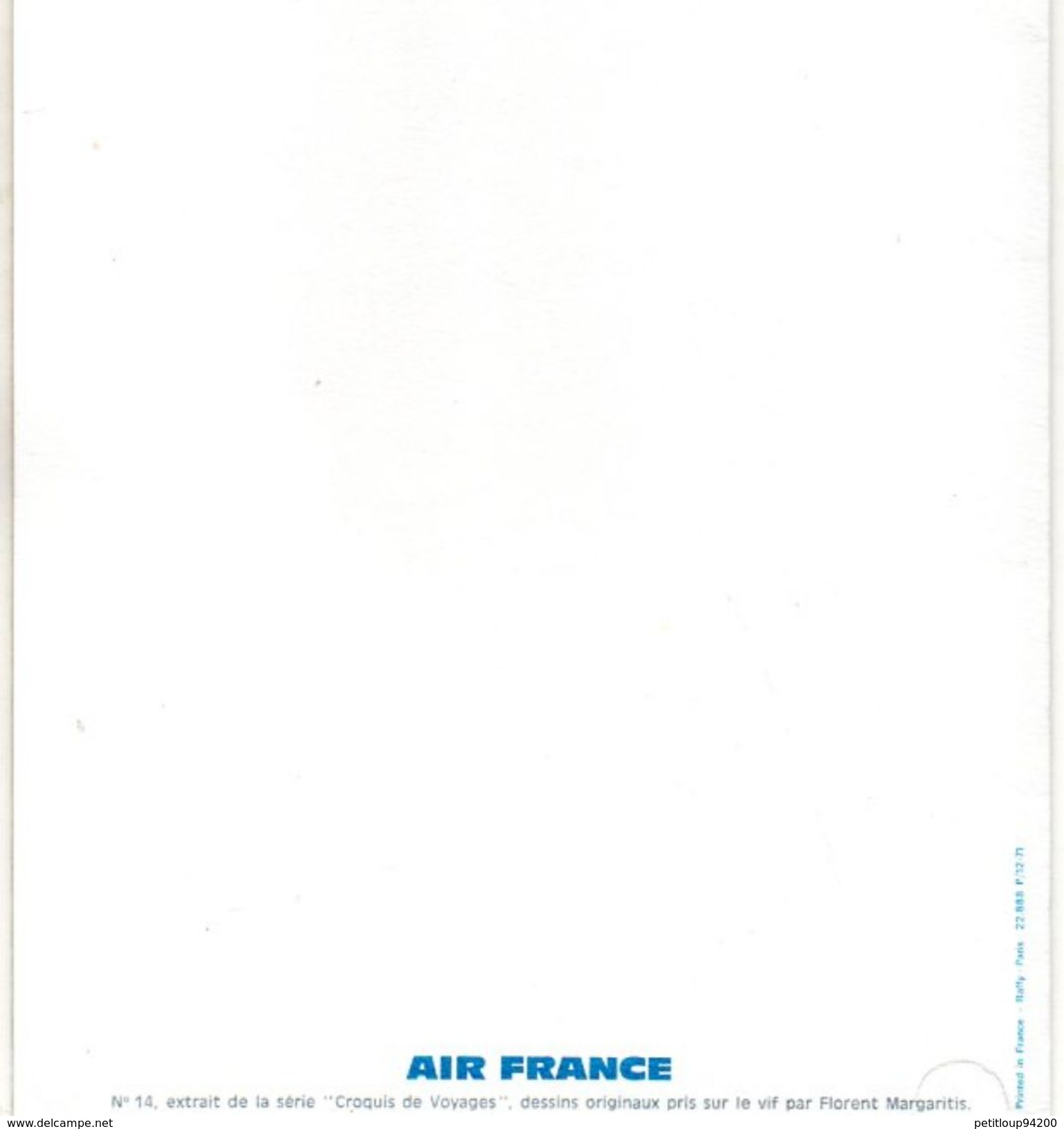 MENU AIR FRANCE Route Polaire Paris-Tokyo PARCOURS ANCHORAGE-TOKYO Boeing 747 PARIS ORLY Série Croquis De Voyages  08 70 - Menu Cards